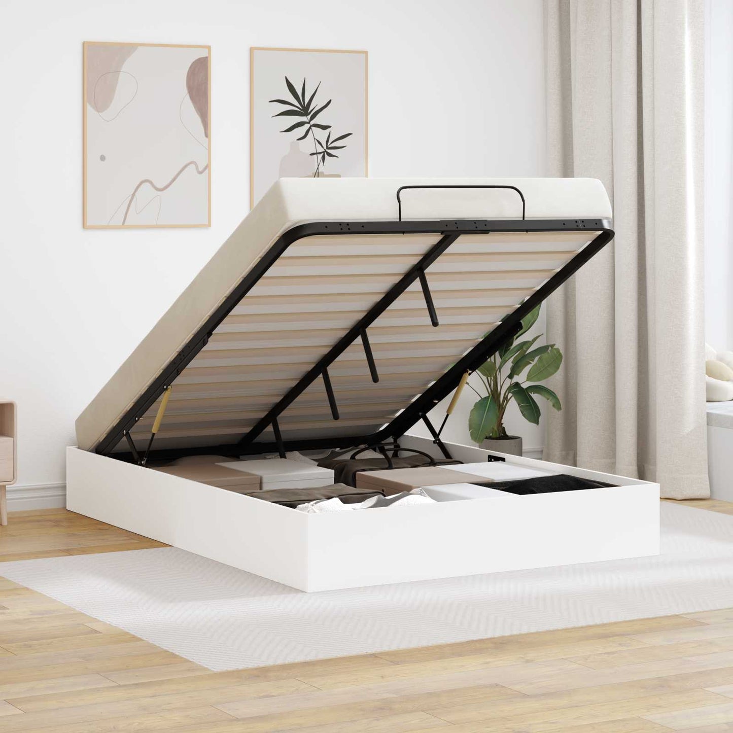 Ottoman Bed Frame White 193 x 120 x 25 cm Engineered Wood