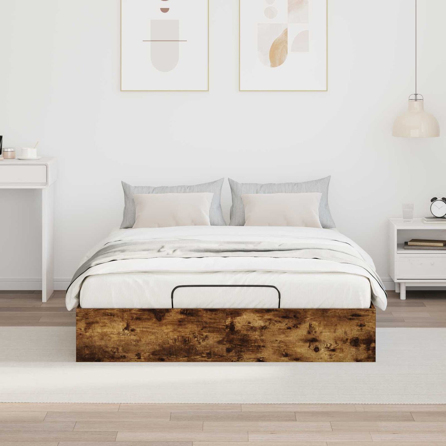 Ottoman Bed Frame Smoked Oak 193 x 120 x 25 cm Engineered Wood