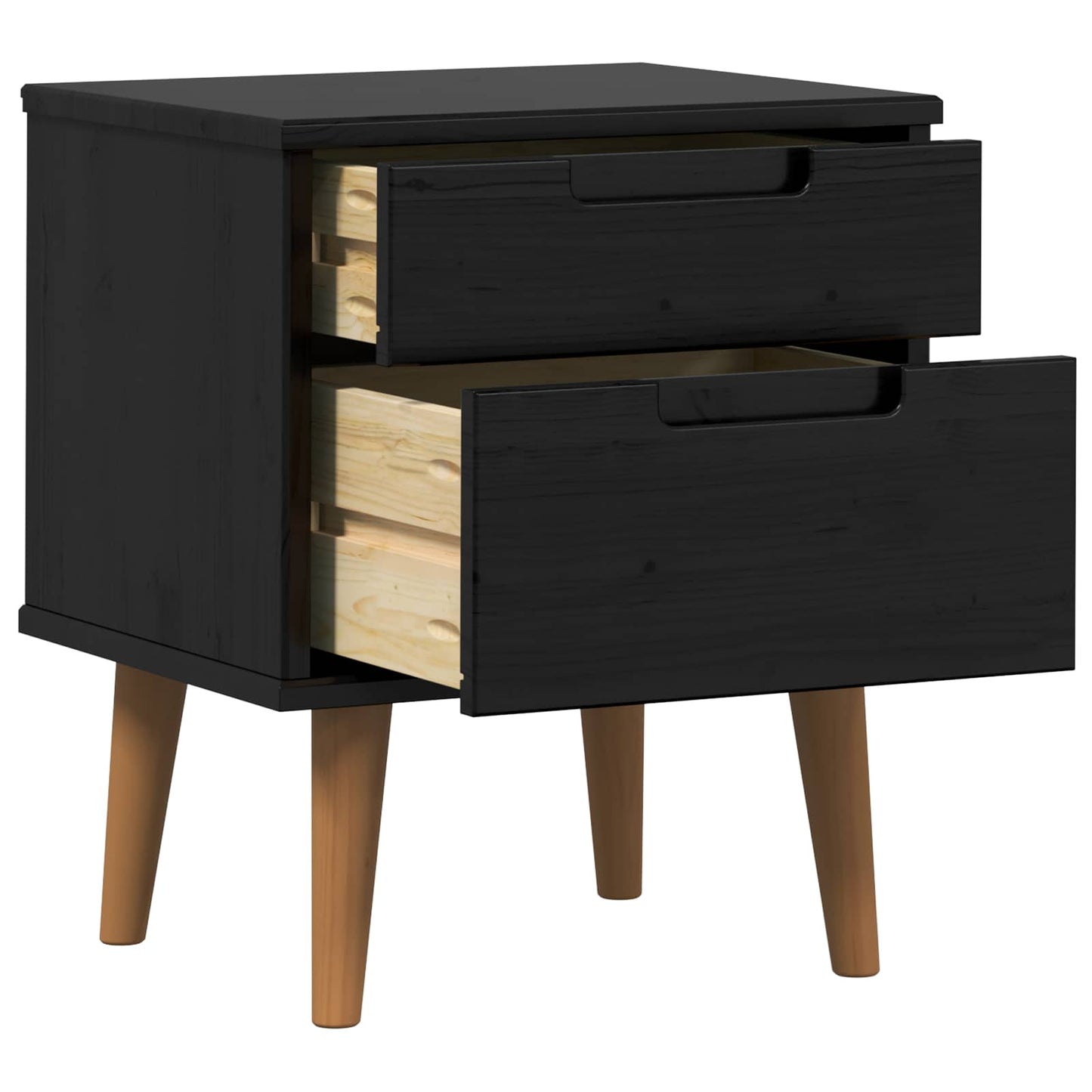 Bedside Cabinet MOLDE Black 40 x 35 x 48 cm Solid Pine Wood