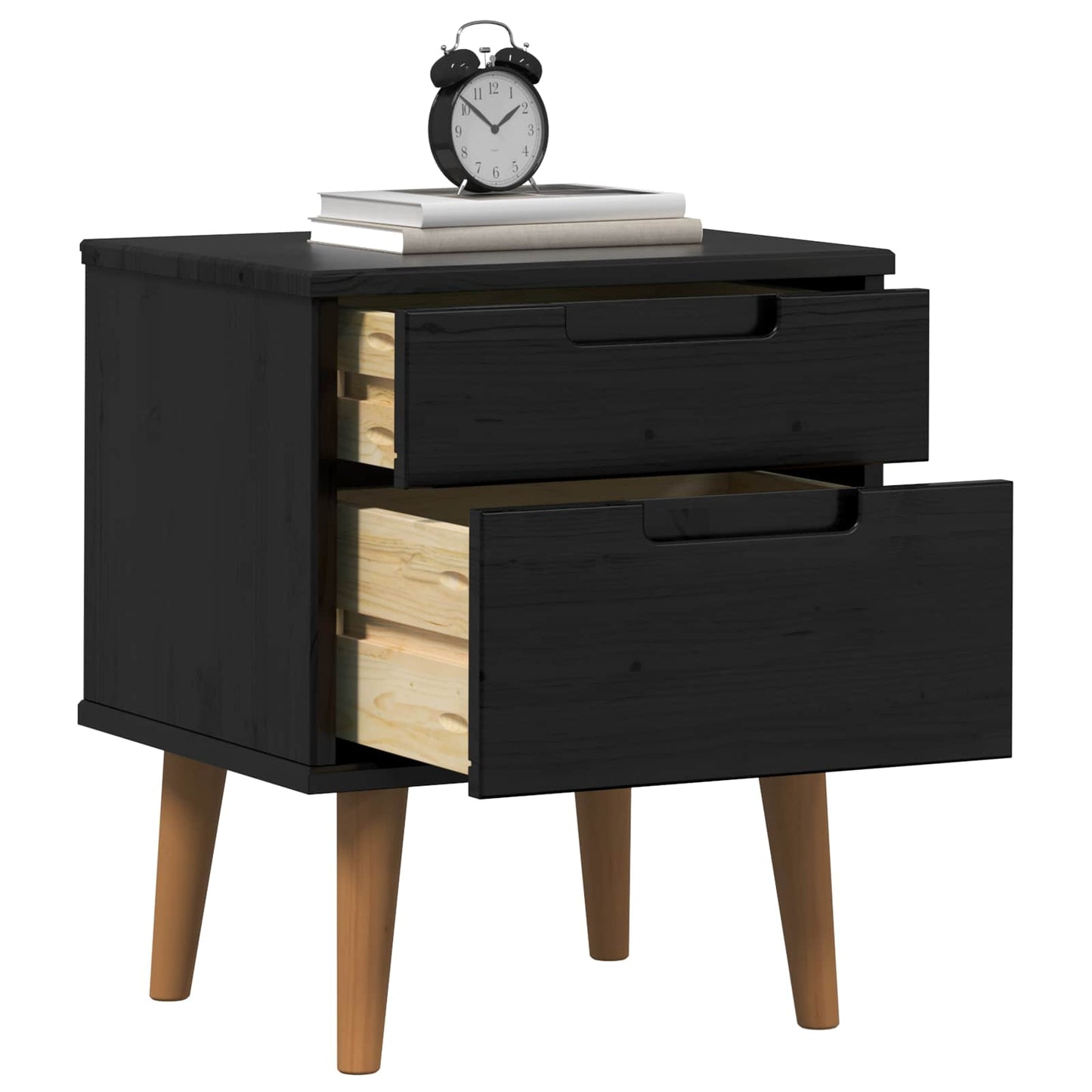 Bedside Cabinet Black 40 x 35 x 48 cm Solid Pine Wood