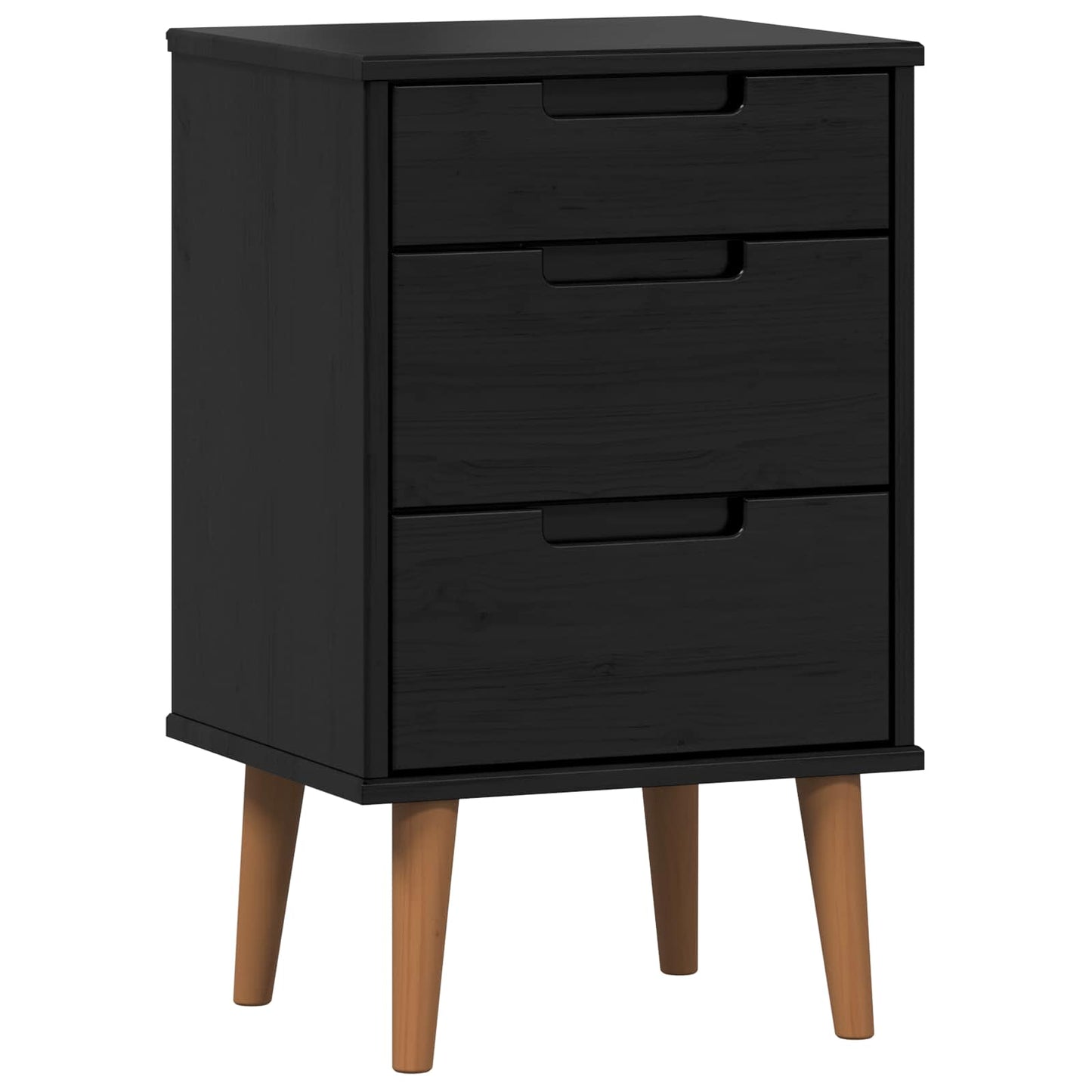Bedside Cabinet MOLDE Black 40 x 35 x 65 cm Solid Pine Wood