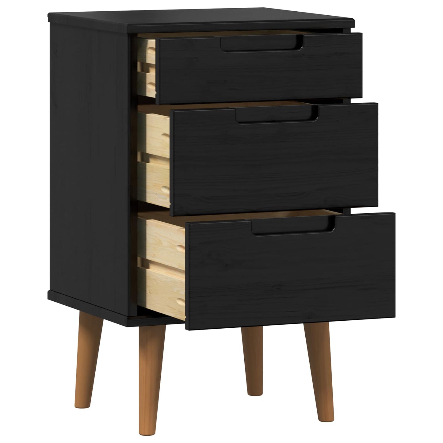Bedside Cabinet Black 40 x 35 x 65 cm Solid Pine Wood