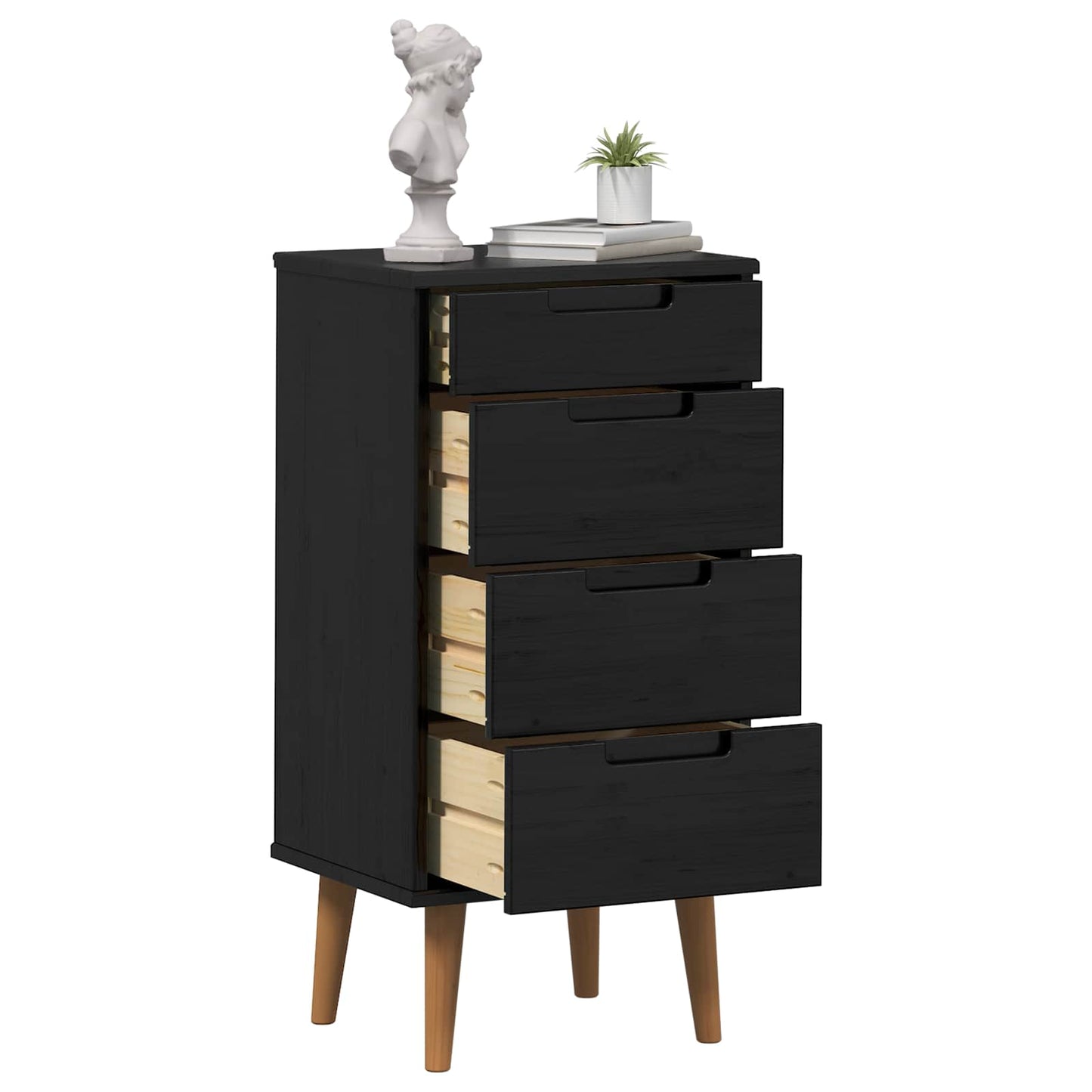 Chest of Drawers MOLDE Black 40 x 35 x 82 cm Solid Pine Wood