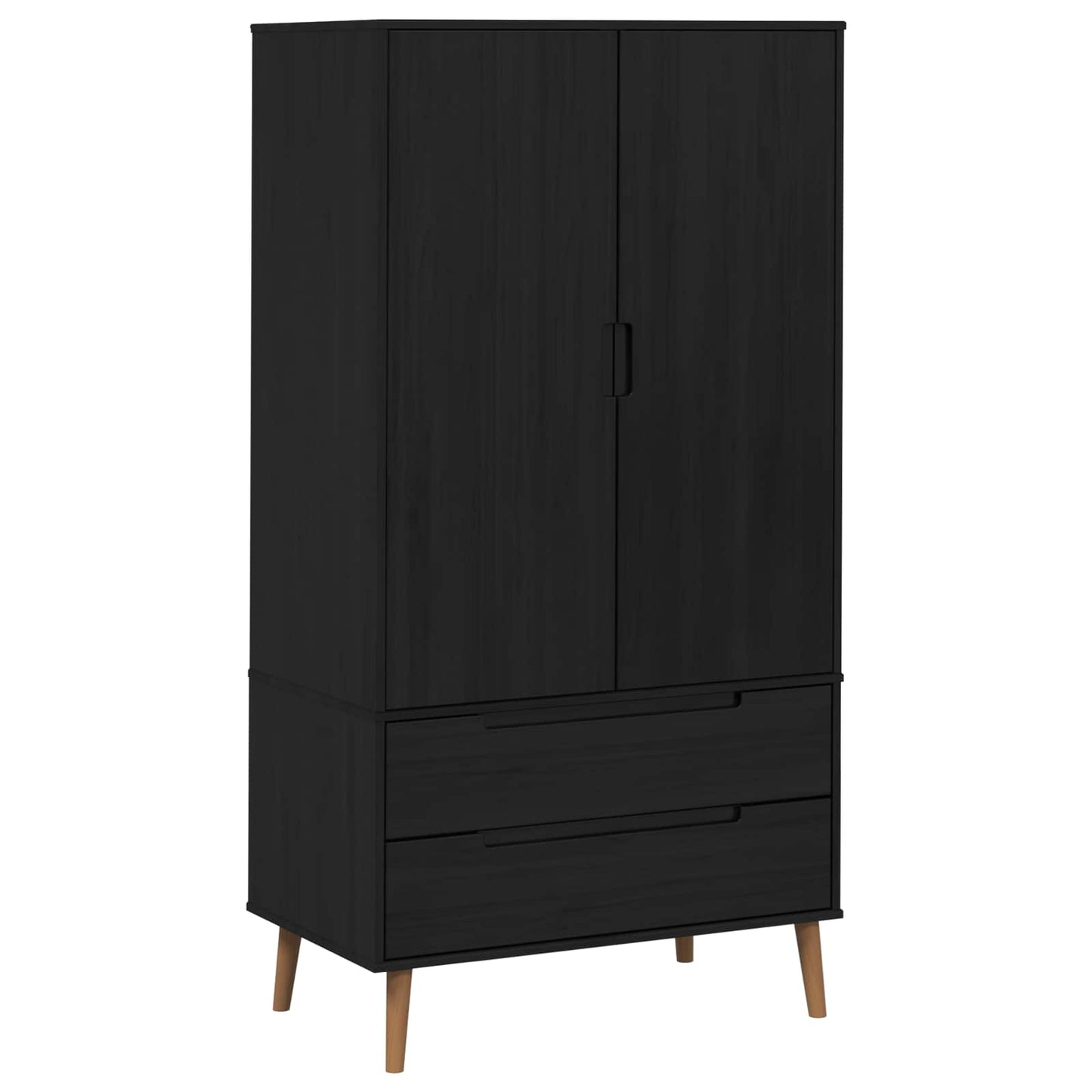 Wardrobe MOLDE Black 90 x 55 x 175 cm Solid Pine Wood