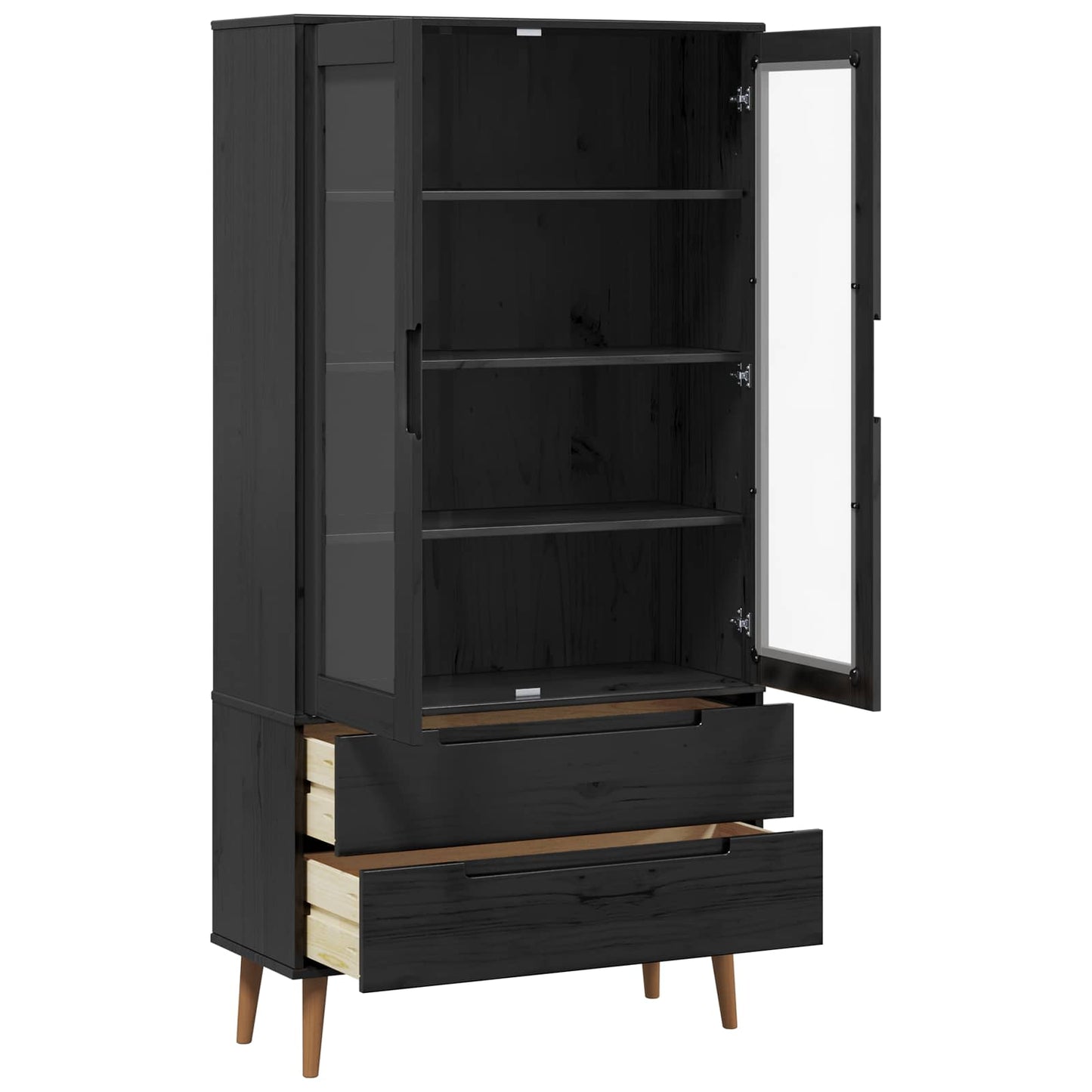 Glass Display Cabinet MOLDE 90 x 35 x 175 cm Solid Pine Wood