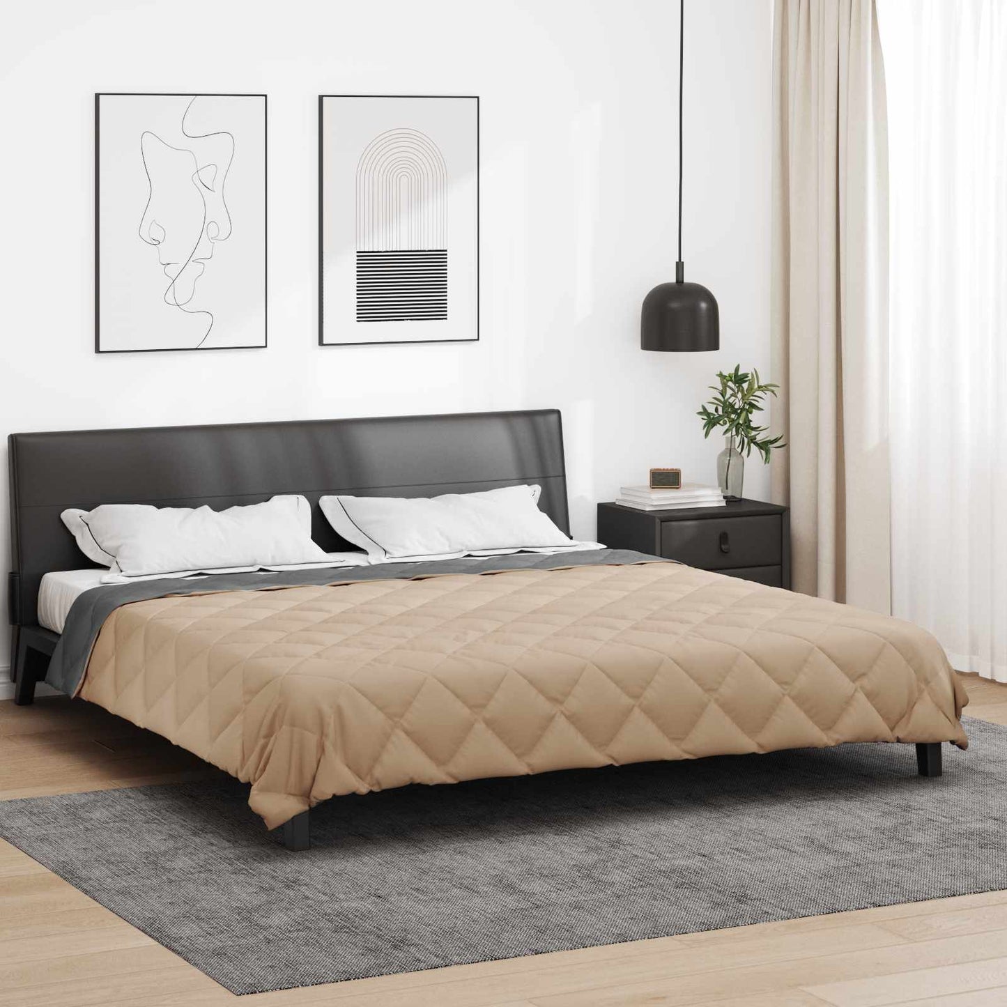Summer Duvet Anthracite and Taupe 200 x 200 cm Microfiber
