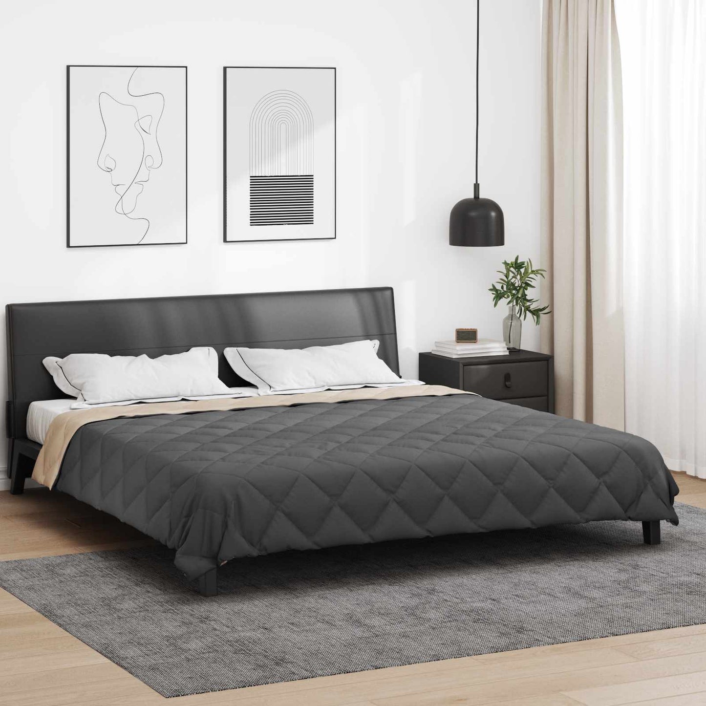 Summer Duvet Anthracite and Taupe 240 x 200 cm Microfiber