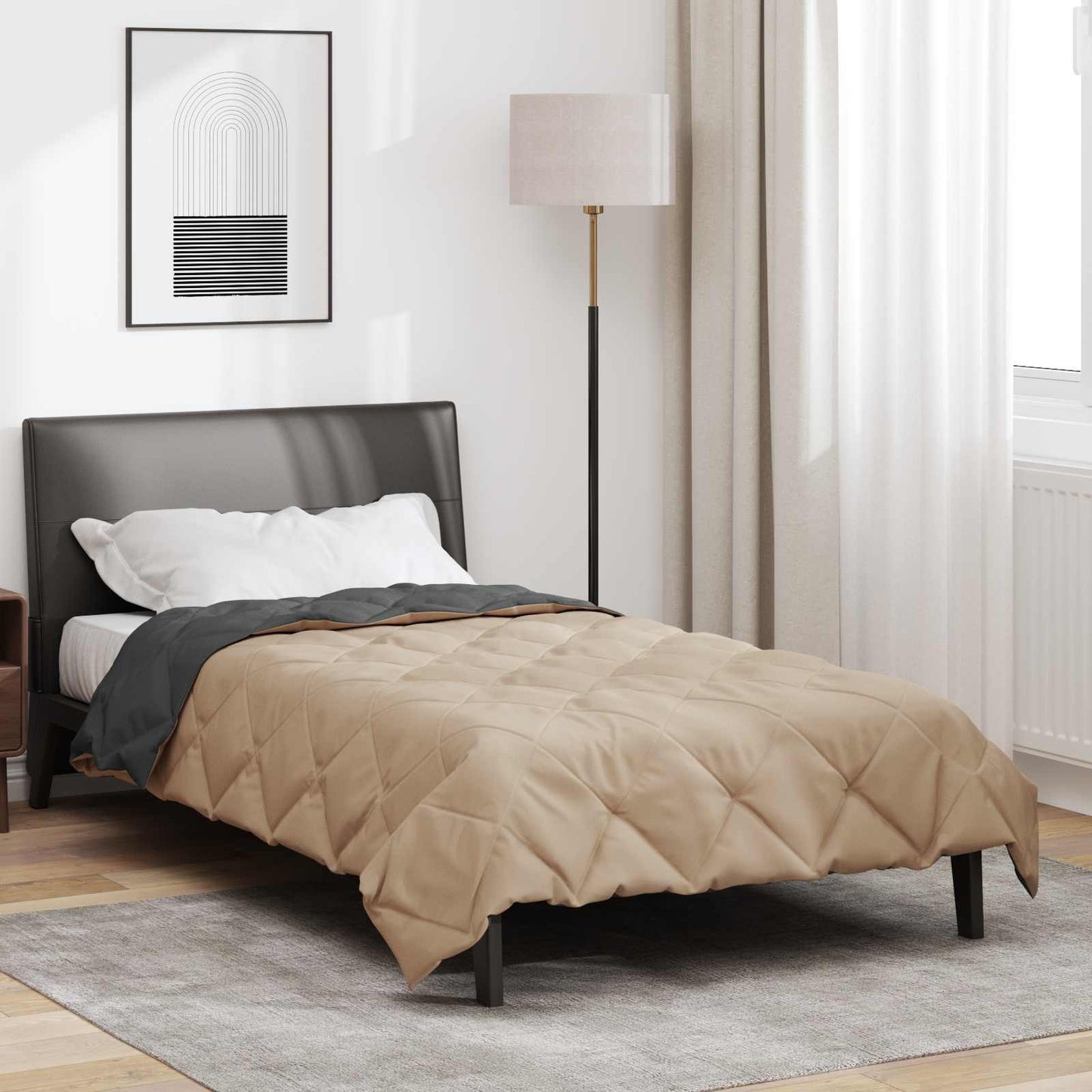 Summer Duvet Anthracite and Taupe 220 x 155 cm Microfiber
