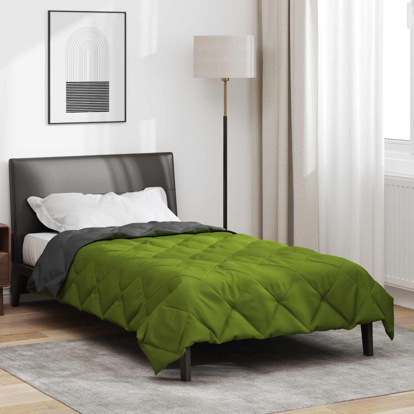Summer Duvet Green and Anthracite 200 x 155 cm Microfiber