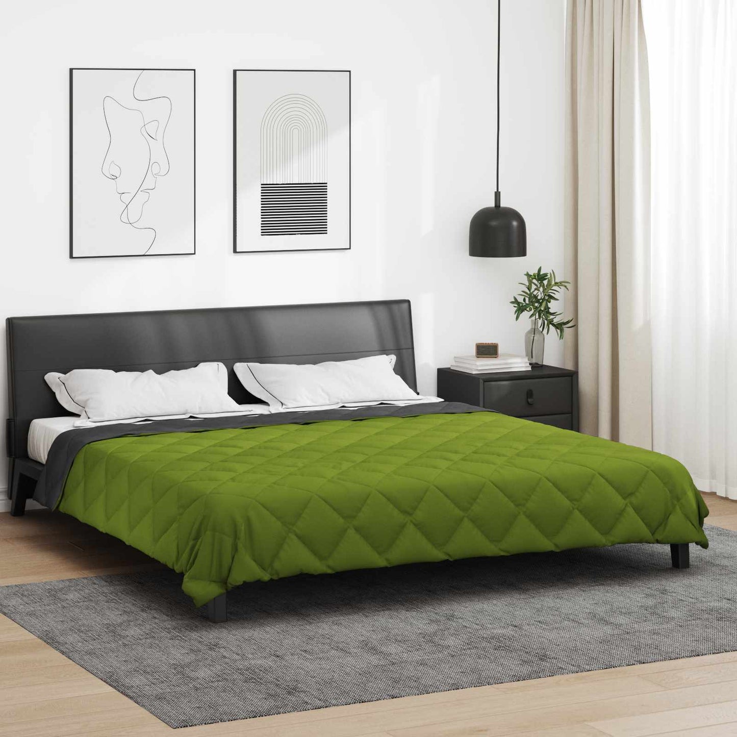 Summer Duvet Green and Anthracite 220 x 200 cm Microfiber