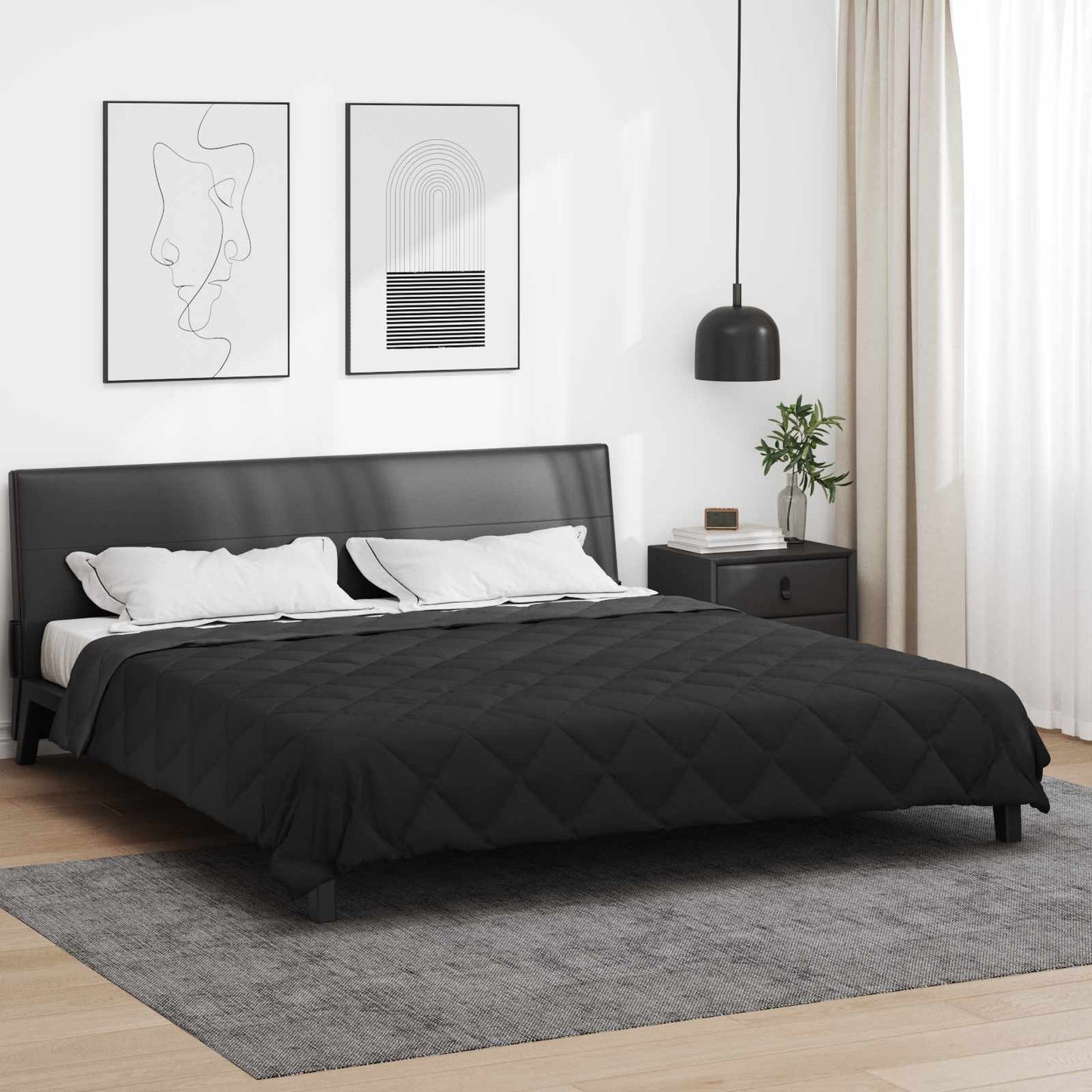 Summer Duvet Black and Anthracite 200 x 200 cm Microfiber