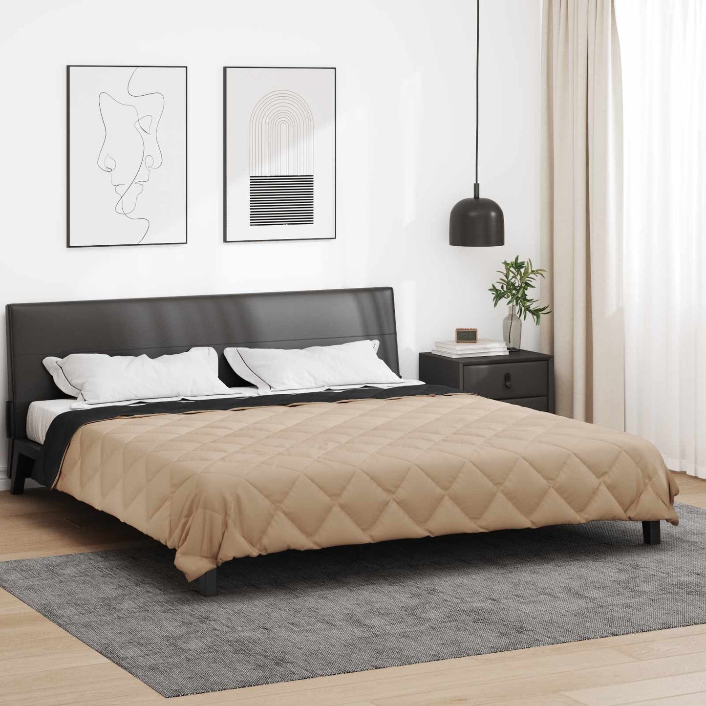 Summer Duvet Black and Taupe 240 x 260 cm Microfiber