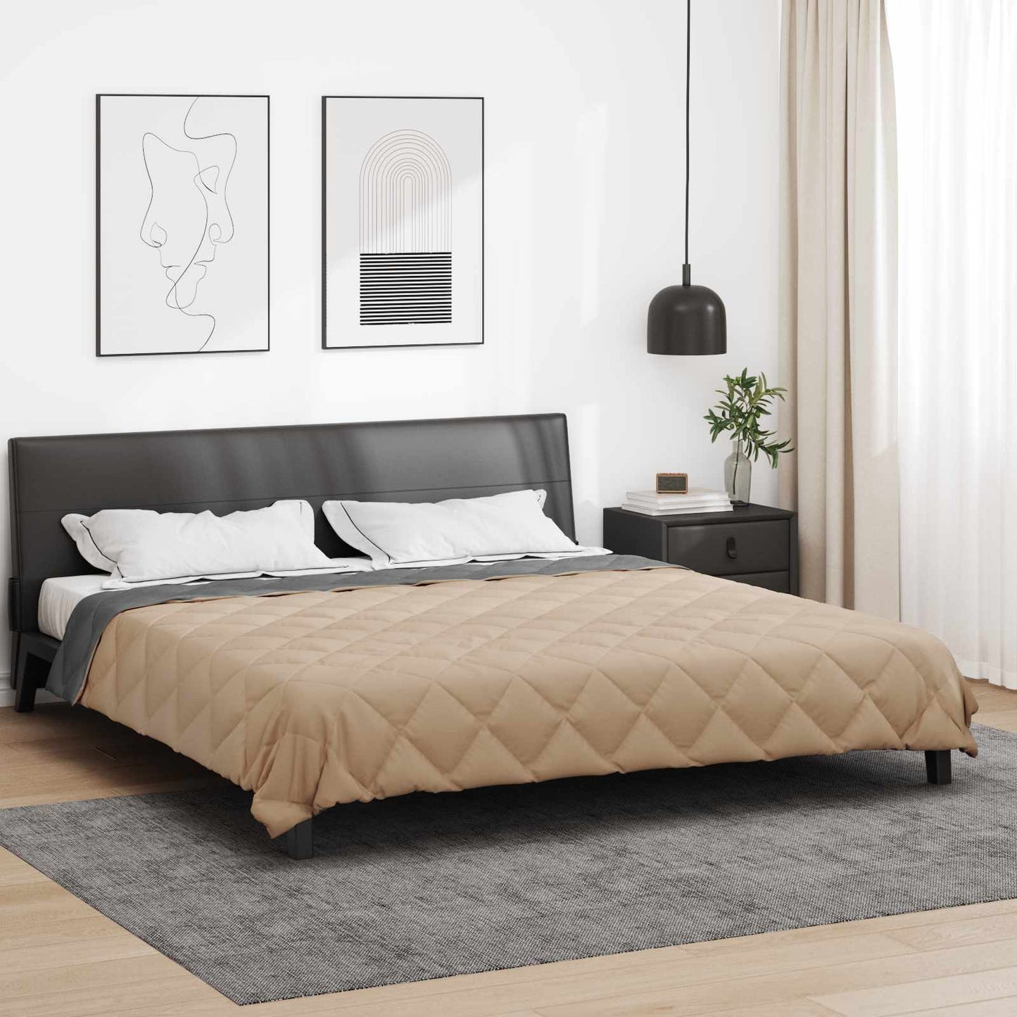 Full Year Duvet Anthracite and Taupe 220 x 240 cm Microfiber