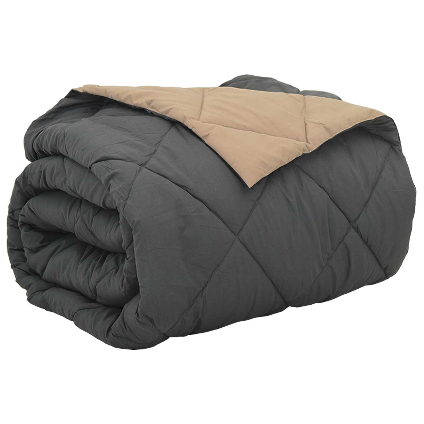 Full Year Duvet Anthracite and Taupe 220 x 240 cm Microfiber
