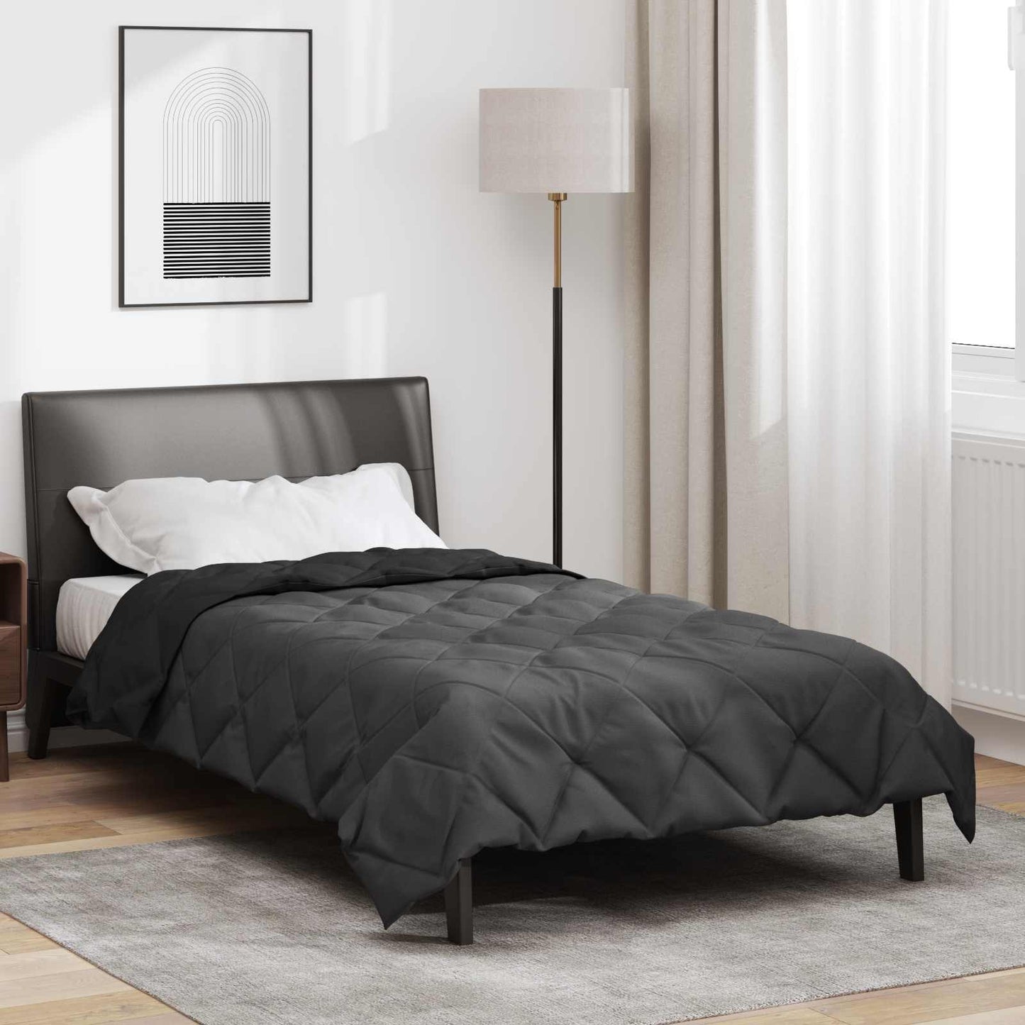 Full Year Duvet Black and Anthracite 135 x 200 cm Microfiber