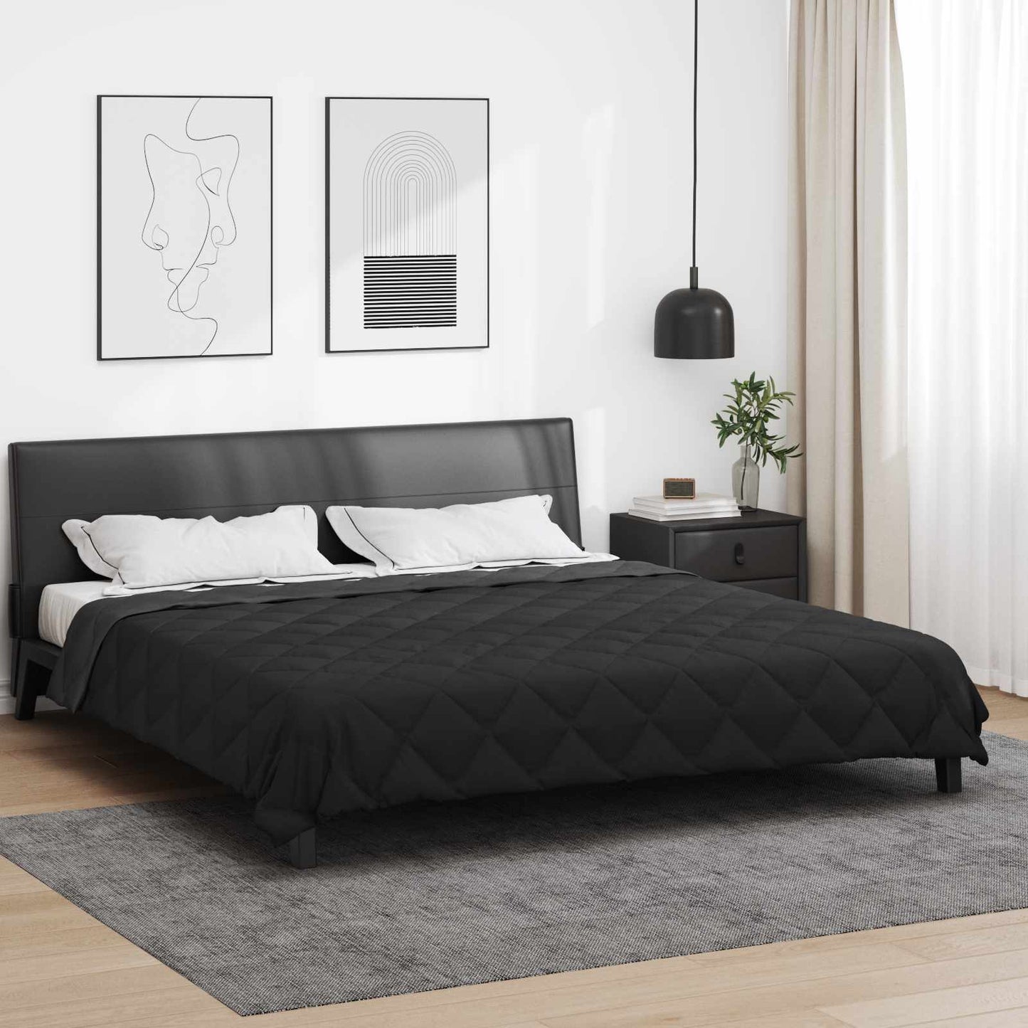 Full Year Duvet Black and Anthracite 220 x 240 cm Microfiber