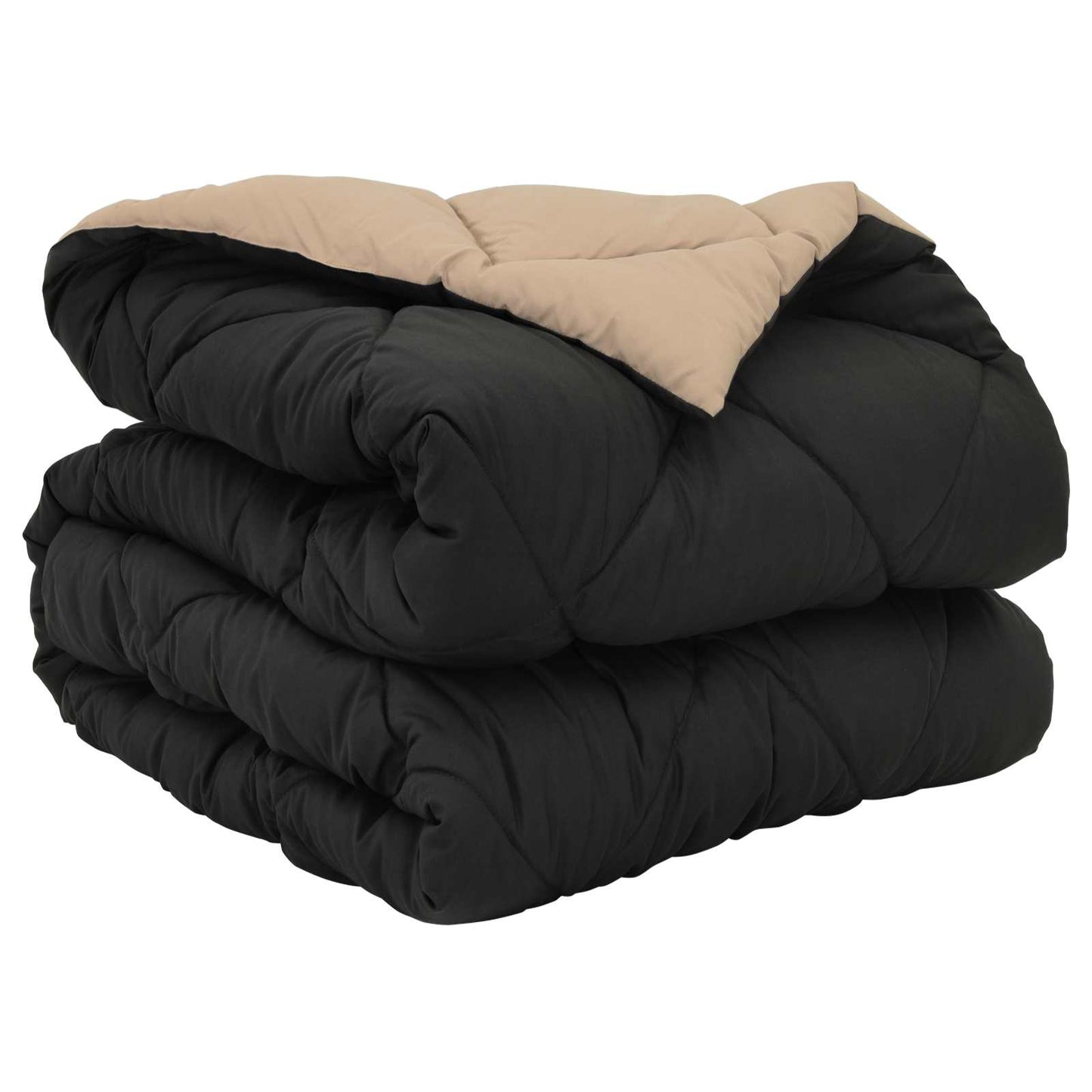 Full Year Duvet Black and Taupe 135 x 200 cm Microfiber