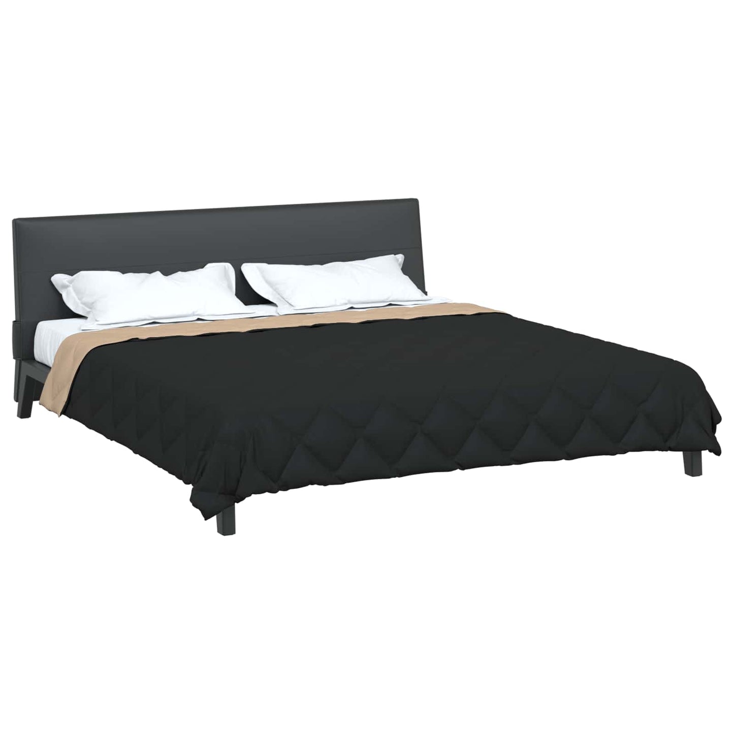 Full Year Duvet Black and Taupe 200 x 240 cm Microfiber