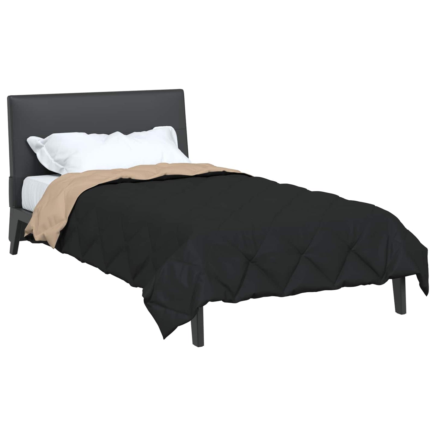 Full Year Duvet Black and Taupe 220 x 135 cm Microfiber