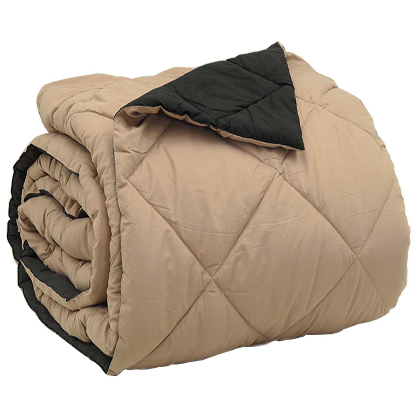 Full Year Duvet Black and Taupe 200 x 220 cm Microfiber