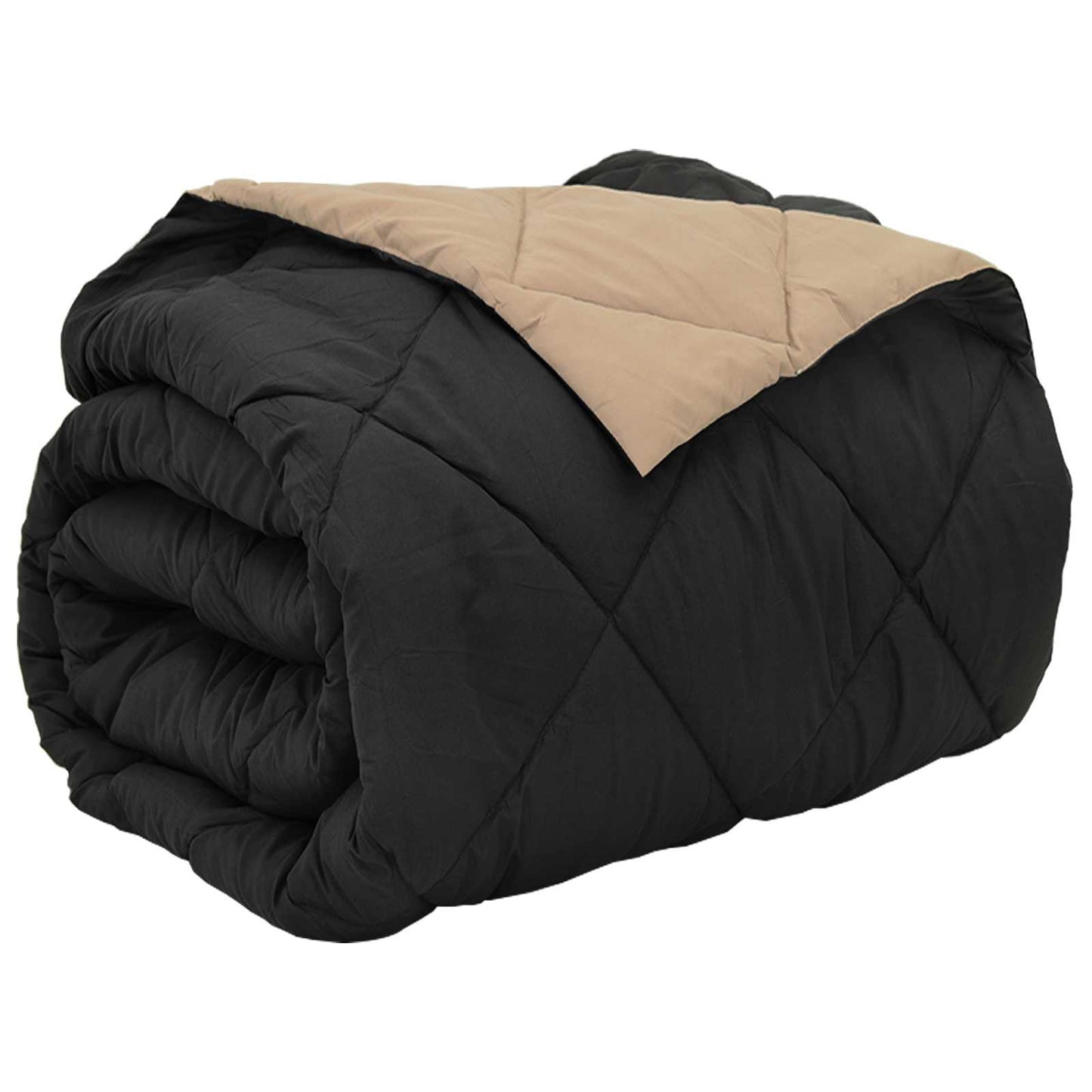 Full Year Duvet Black and Taupe 220 x 260 cm Microfiber