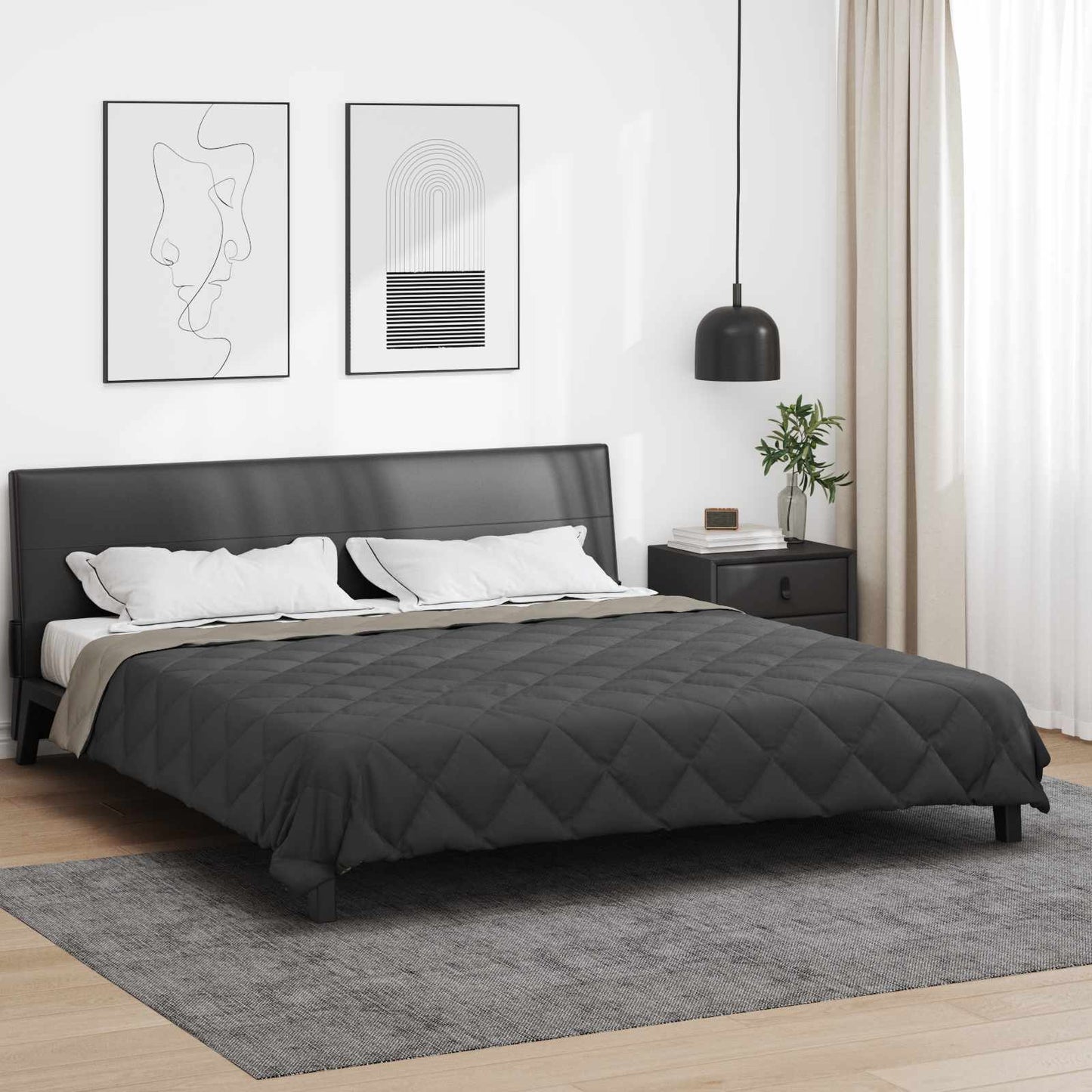 Full Year Duvet Light Grey and Anthracite 220 x 260 cm