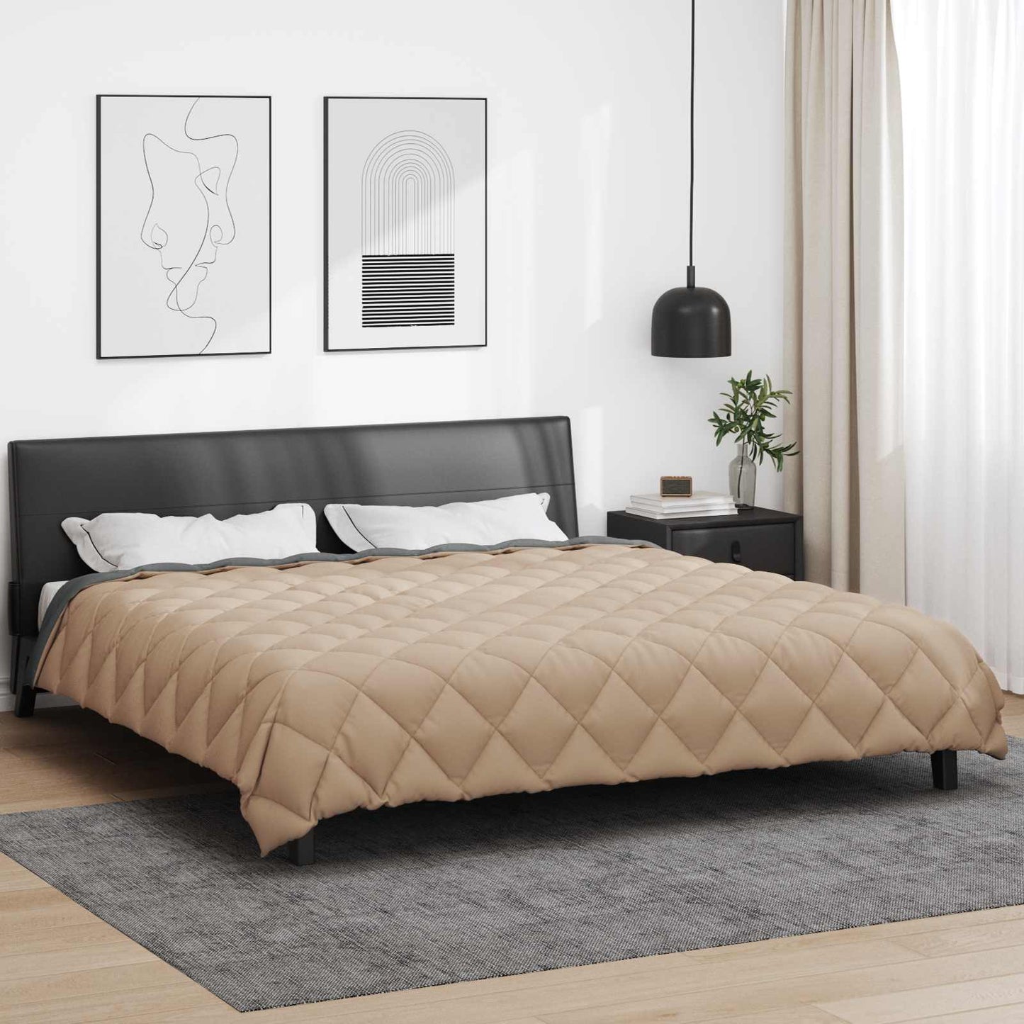 Winter Duvet Anthracite and Taupe 240 x 260 cm Microfiber