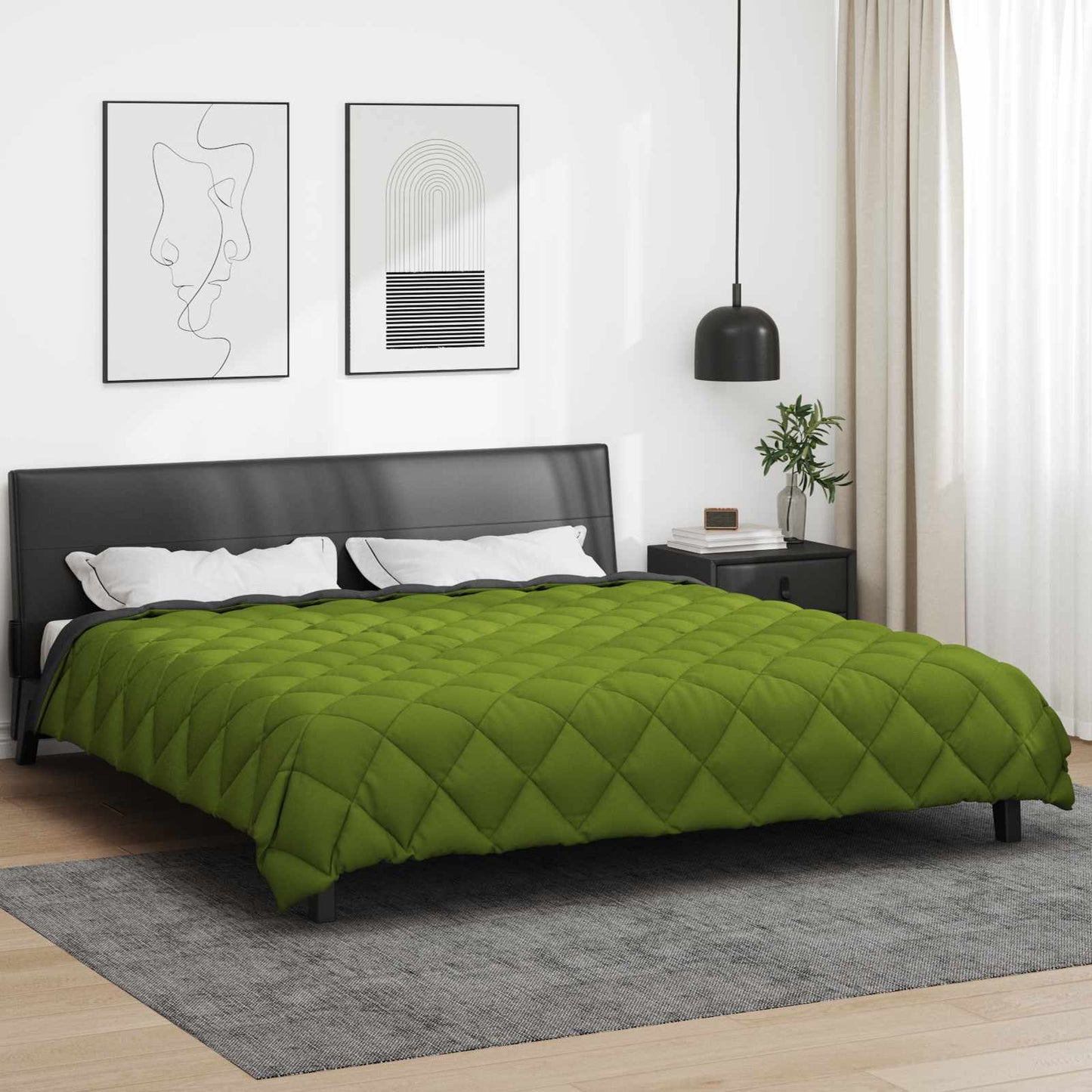 Winter Duvet Green and Anthracite 200 x 200 cm Microfiber