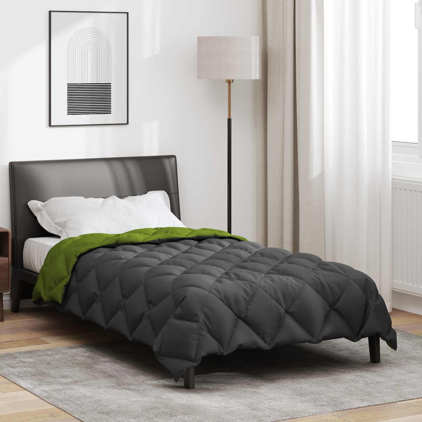 Winter Duvet Green and Anthracite 140 x 220 cm Microfiber