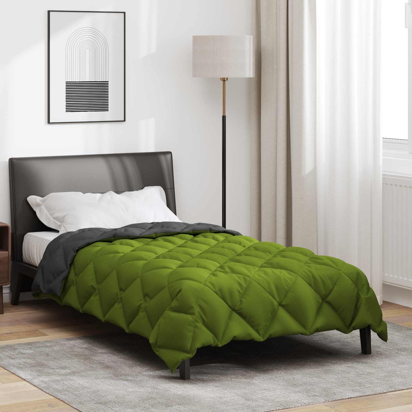 Winter Duvet Green and Anthracite 140 x 220 cm Microfiber