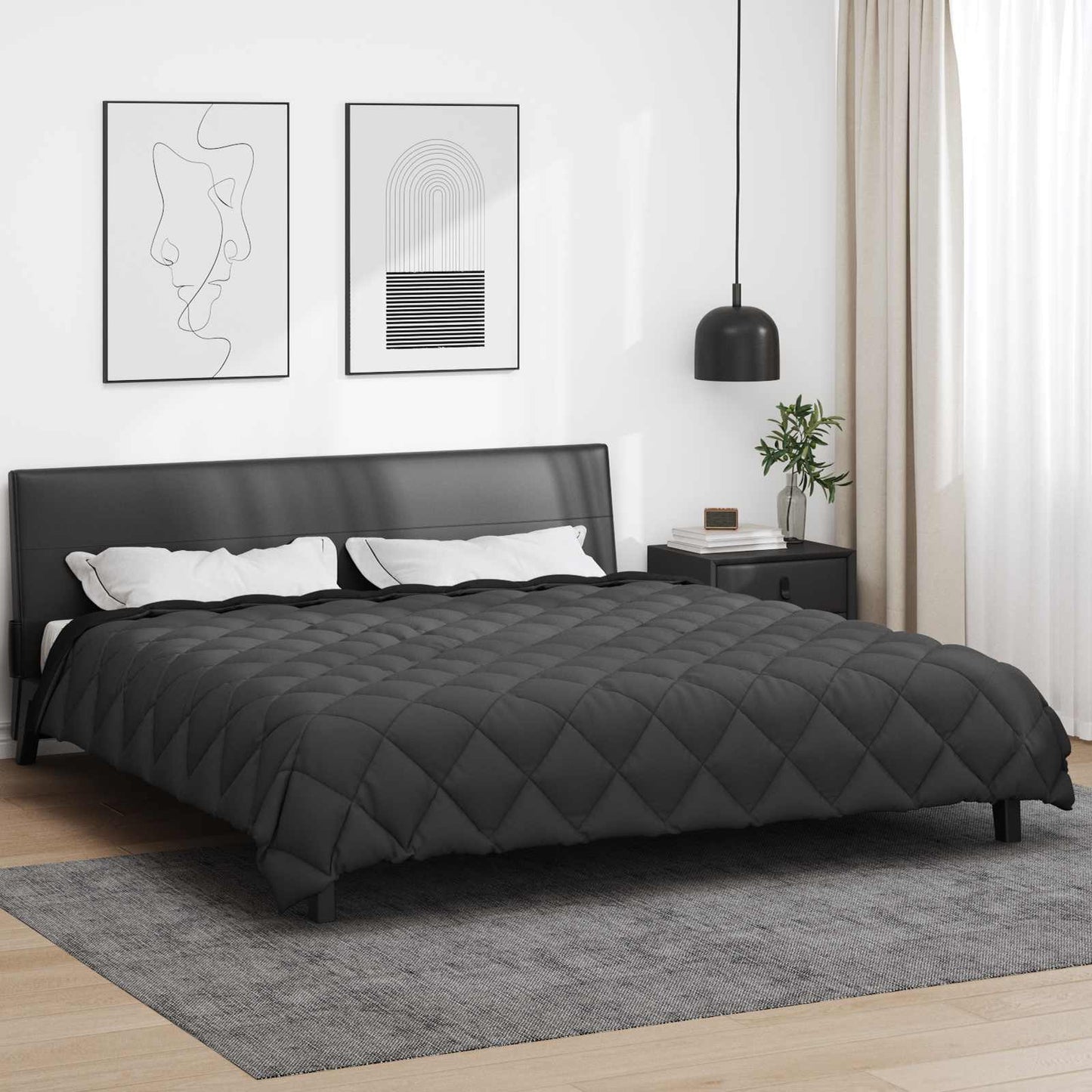 Winter Duvet Black and Anthracite 200 x 240 cm Microfiber