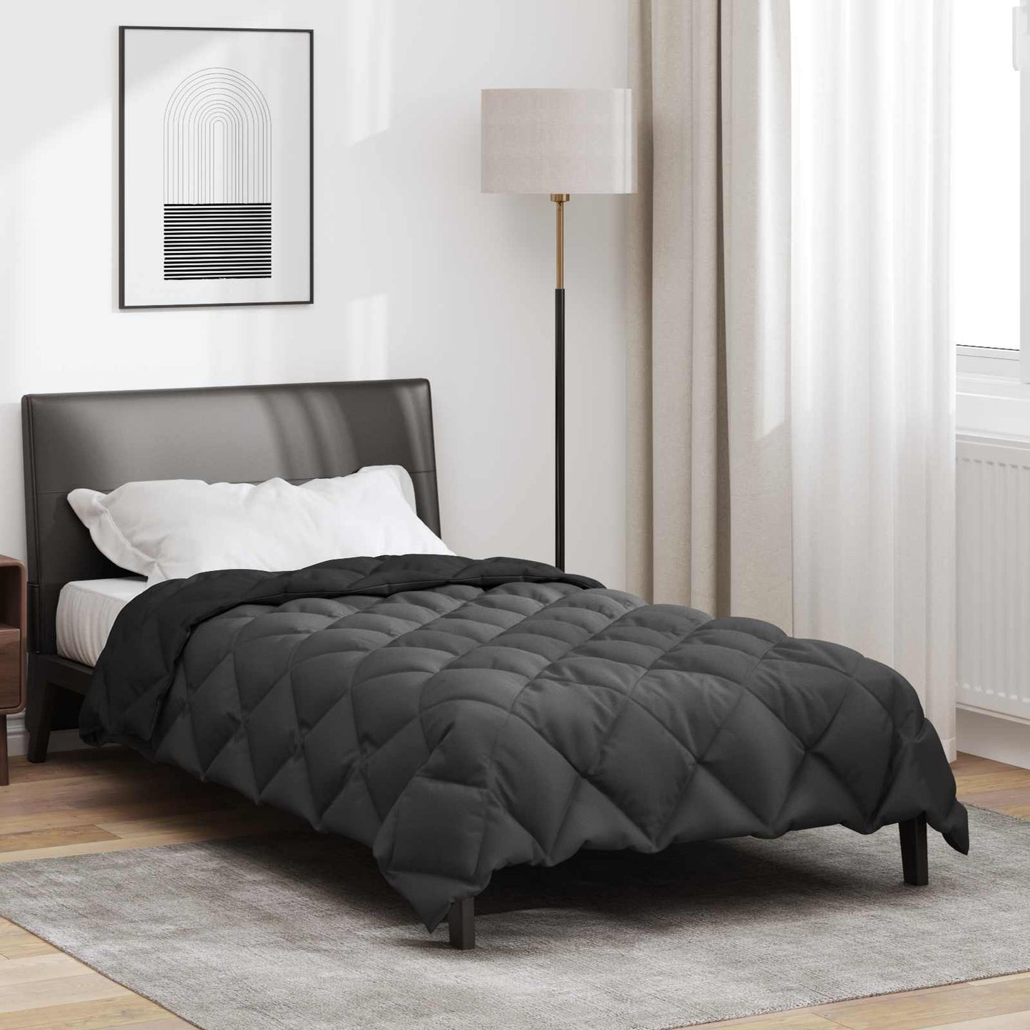 Winter Duvet Black and Anthracite 155 x 220 cm Microfiber