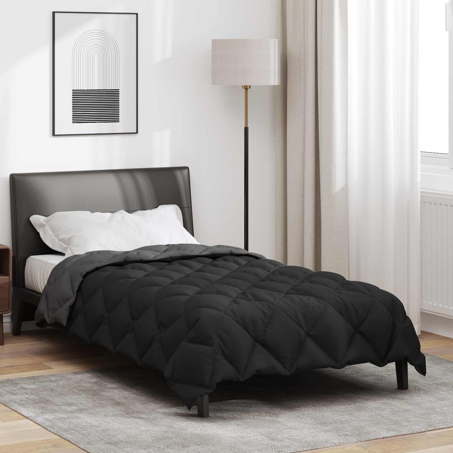 Winter Duvet Black and Anthracite 155 x 220 cm Microfiber