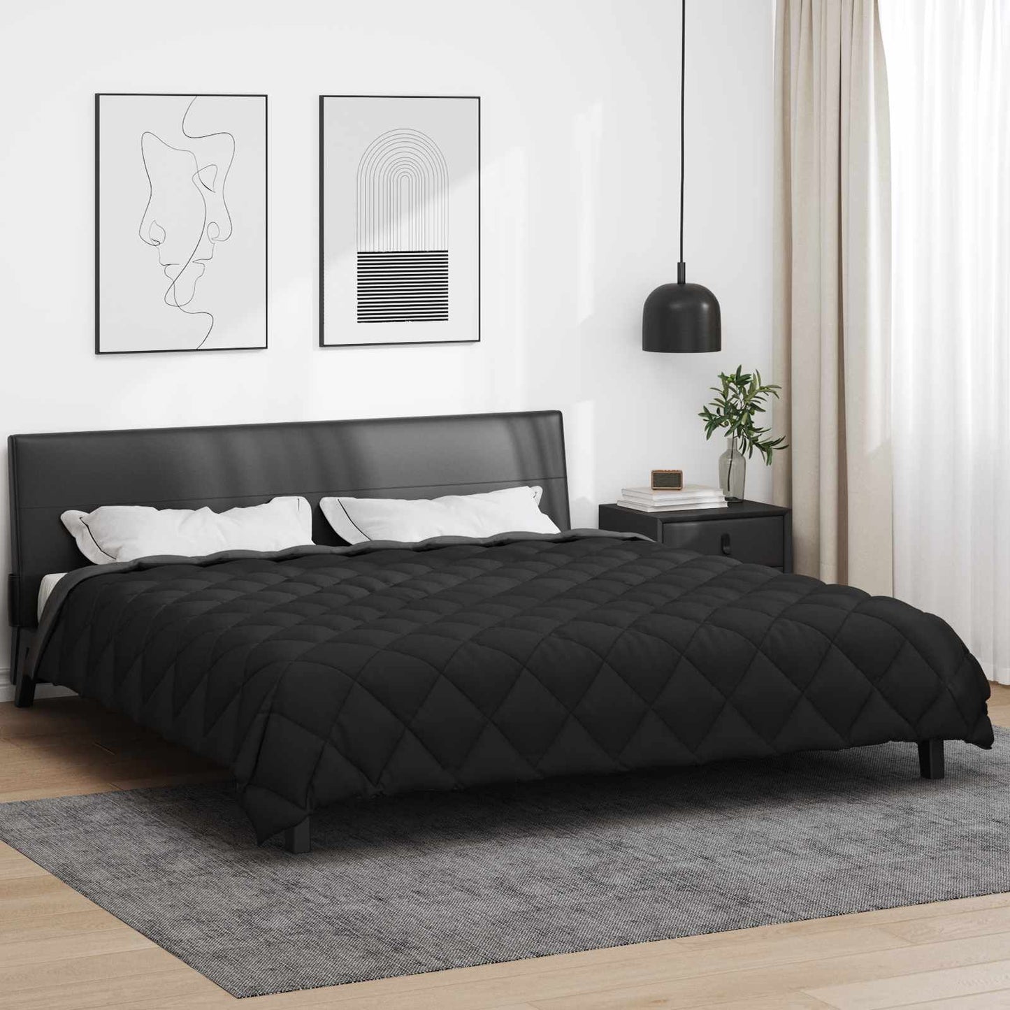 Winter Duvet Black and Anthracite 220 x 240 cm Microfiber