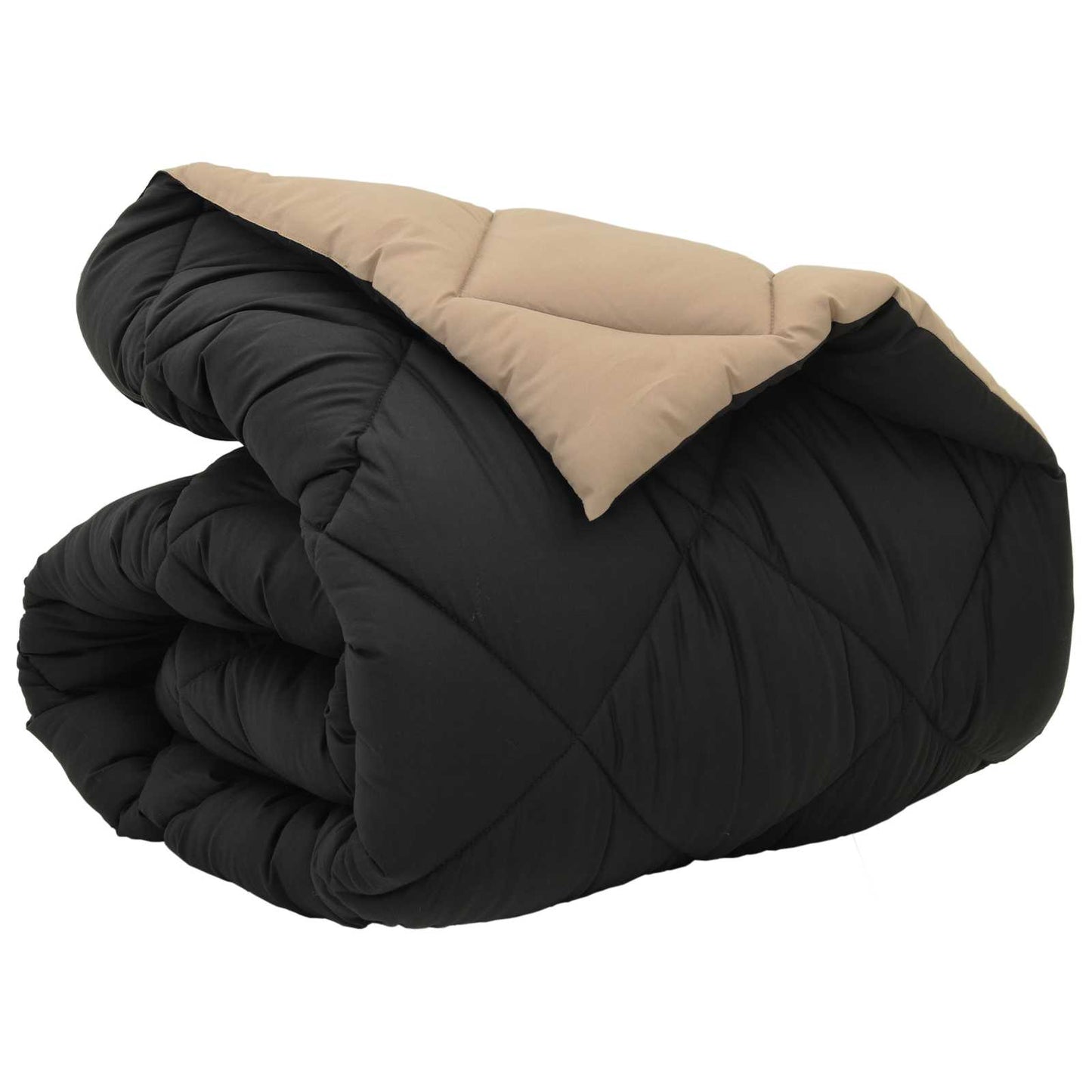 Winter Duvet Black and Taupe 140 x 200 cm Microfiber