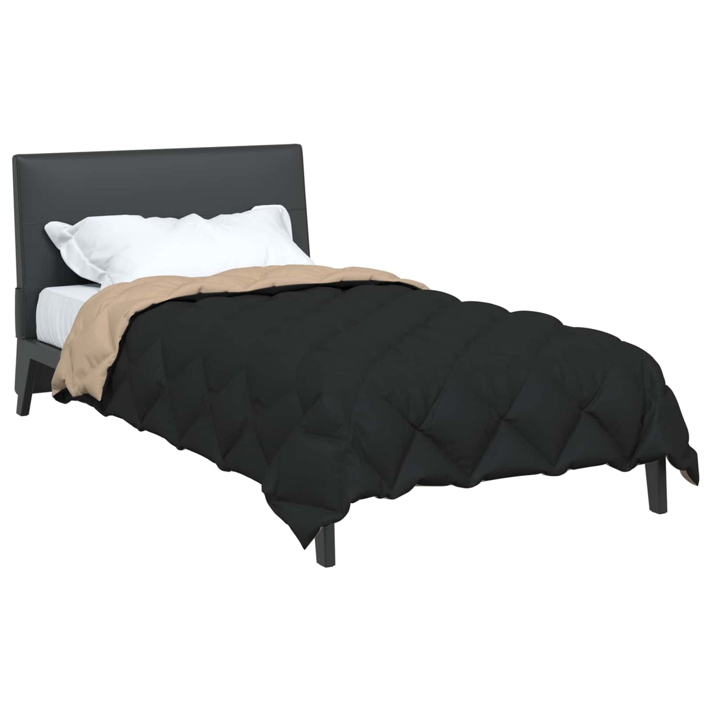 Winter Duvet Black and Taupe 140 x 200 cm Microfiber