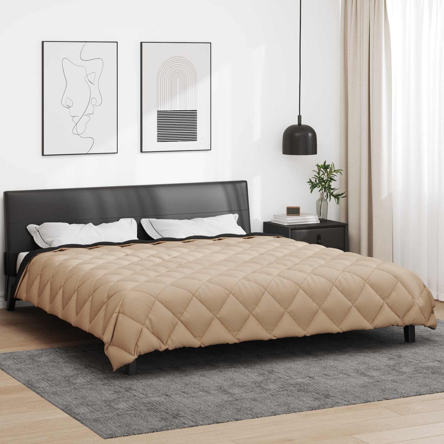 Winter Duvet Black and Taupe 200 x 240 cm Microfiber