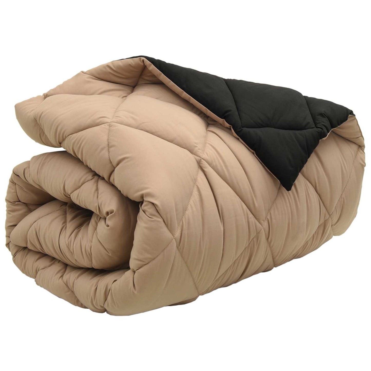 Winter Duvet Black and Taupe 140 x 220 cm Microfiber