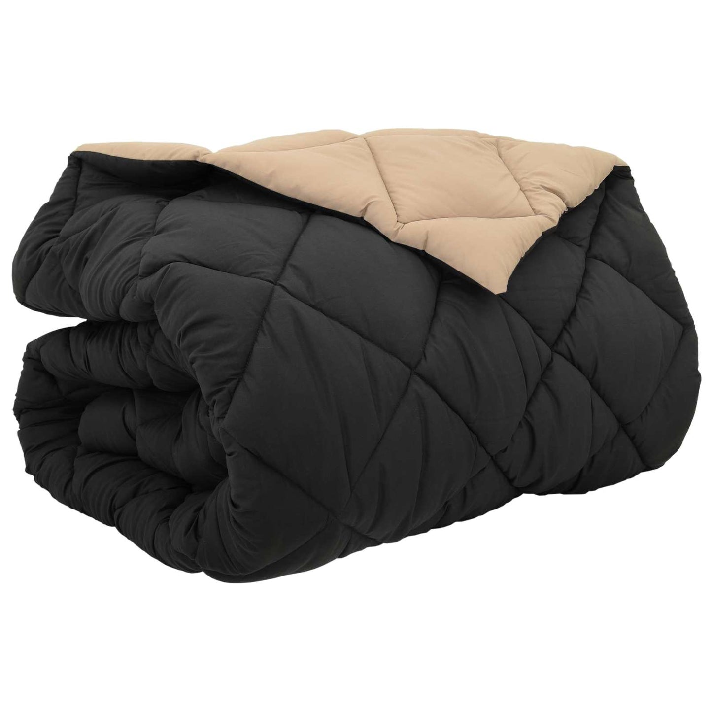 Winter Duvet Black and Taupe 220 x 240 cm Microfiber