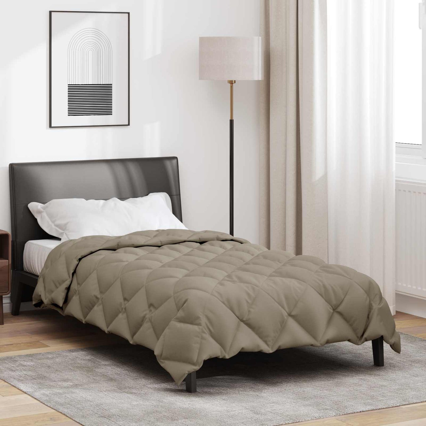 Winter Duvet Light Grey 155 x 220 cm Microfiber