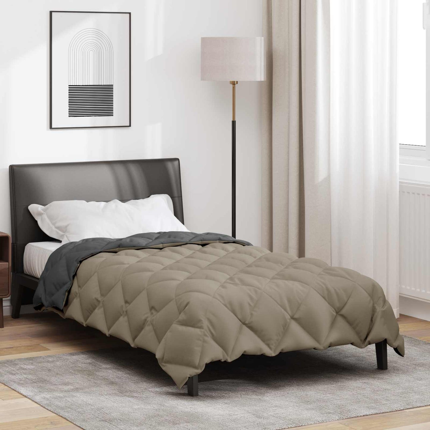 Winter Duvet Light Grey and Anthracite 135 x 220 cm Microfiber