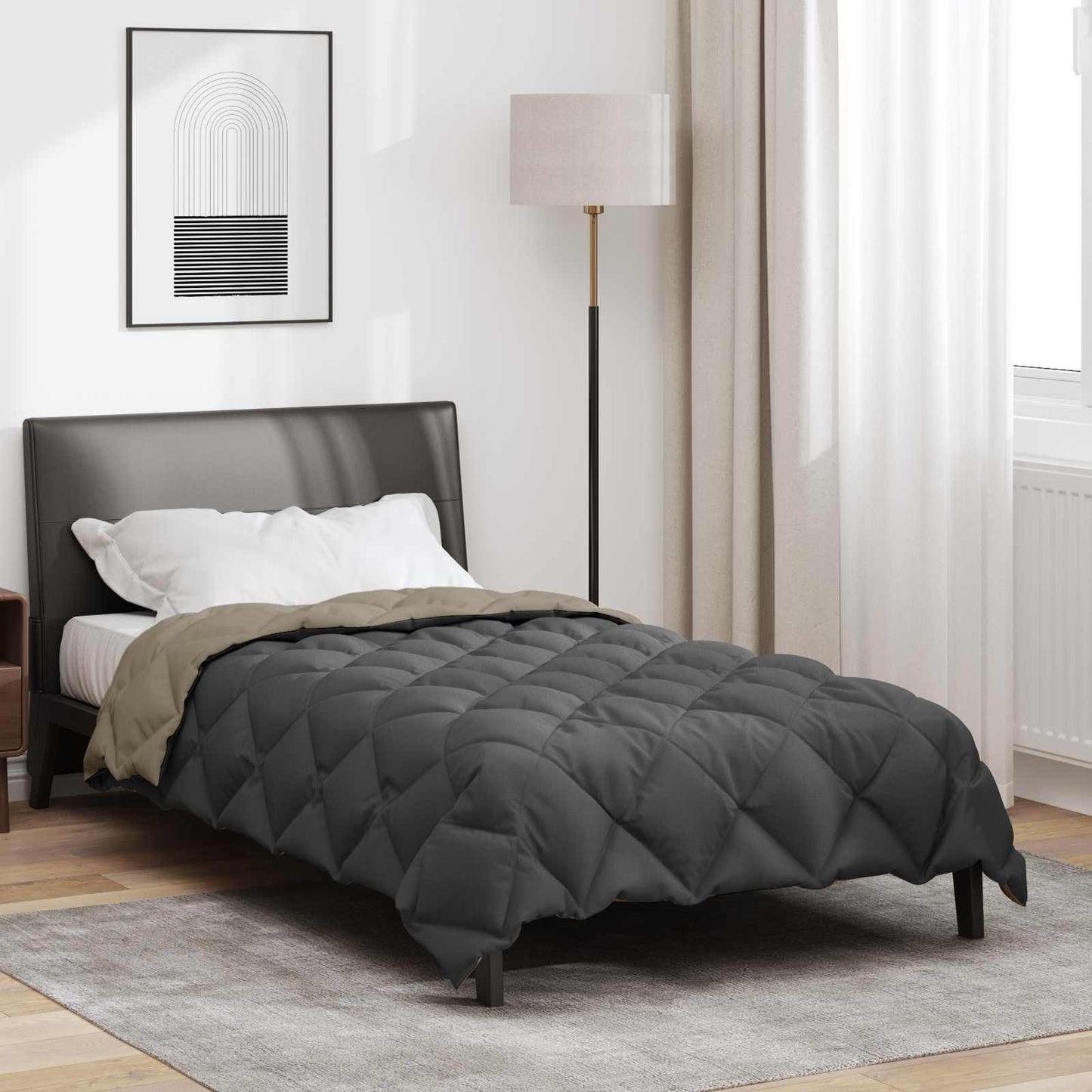 Winter Duvet Light Grey and Anthracite 155 x 220 cm Microfiber
