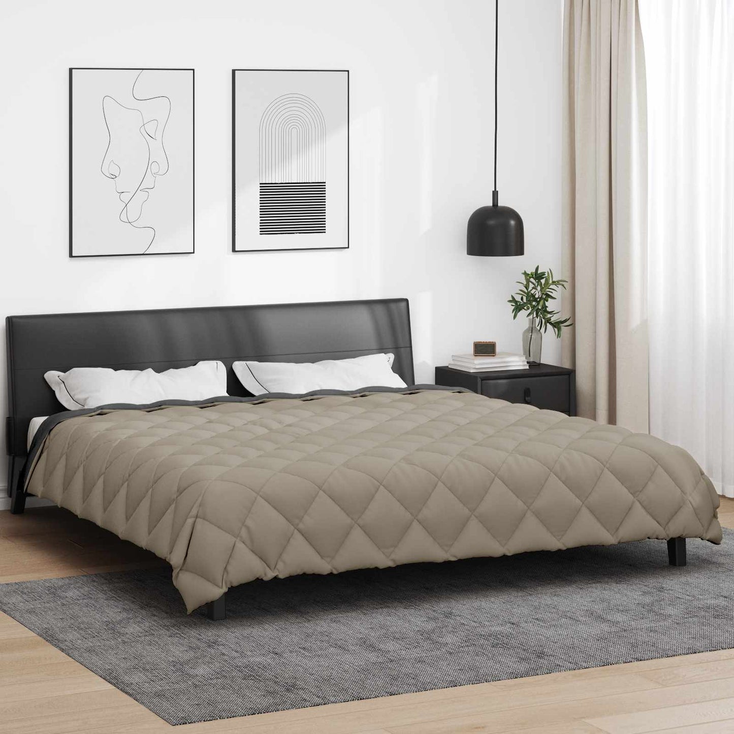 Winter Duvet Light Grey and Anthracite 220 x 240 cm Microfiber