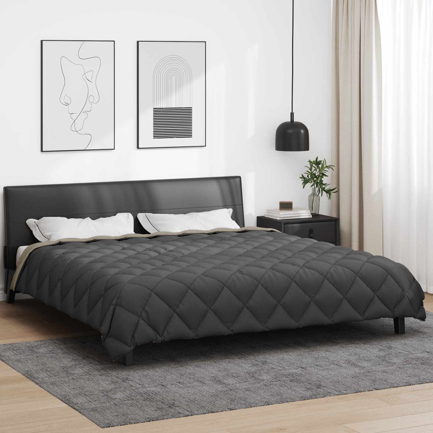 Winter Duvet Light Grey and Anthracite 220 x 260 cm Microfiber