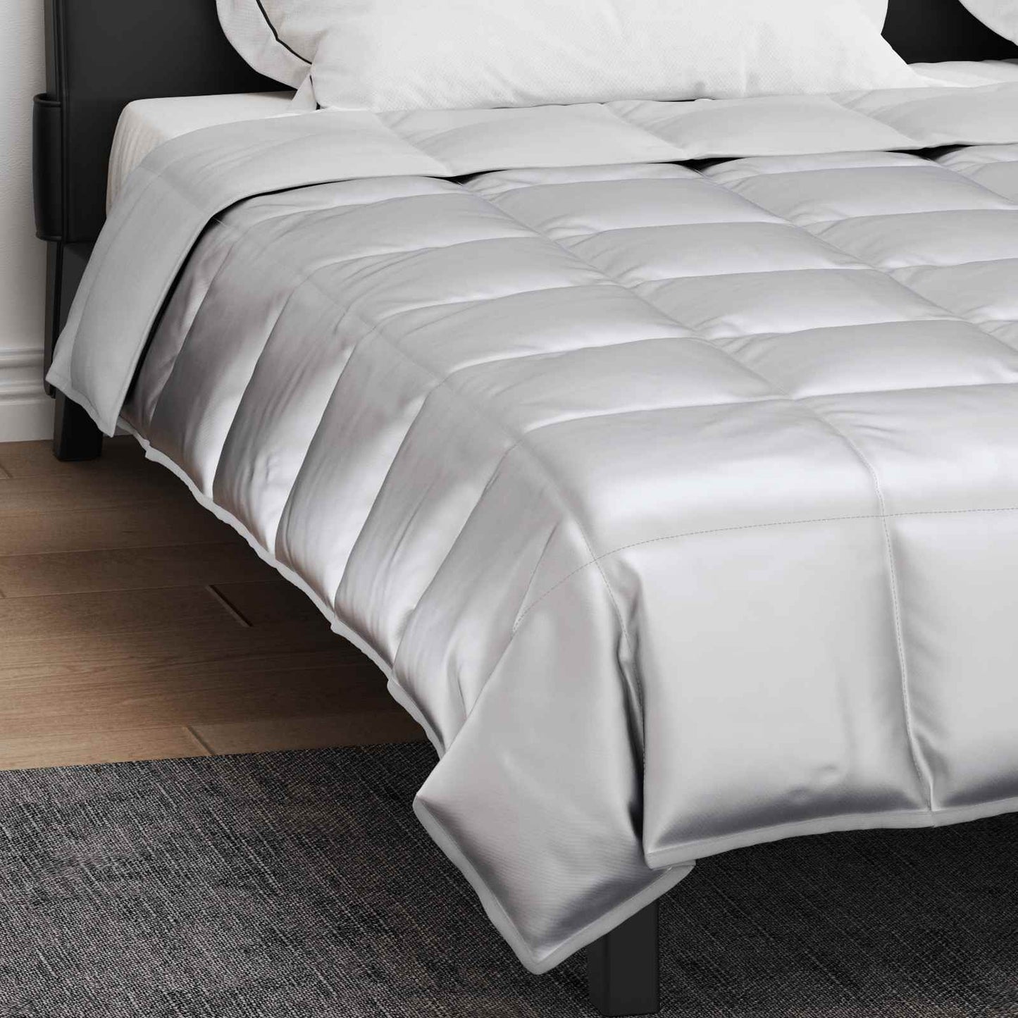 Summer Duvet Silver 200 x 200 cm Satin and Microfiber