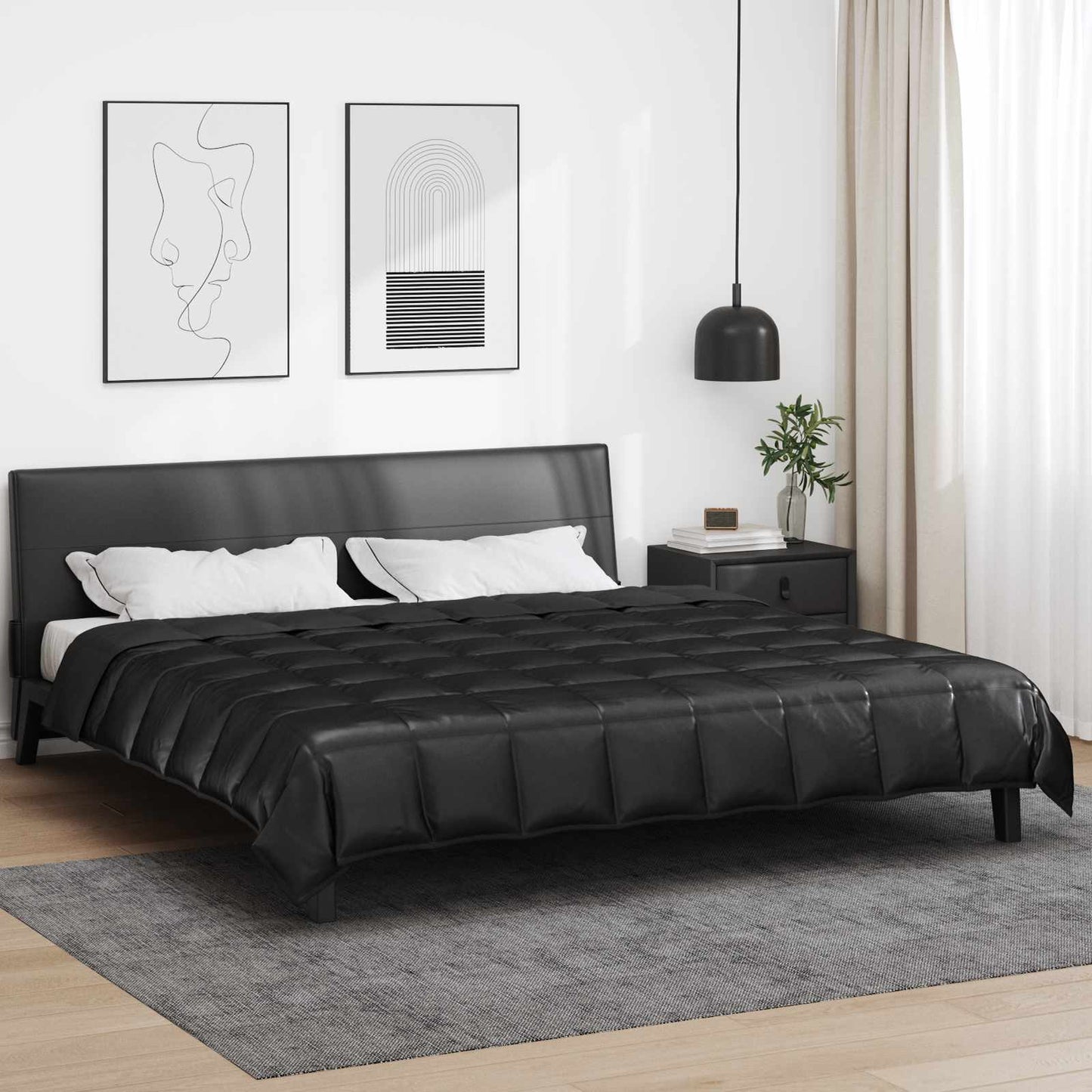 Full Year Duvet Black 240 x 260 cm Satin and Microfiber