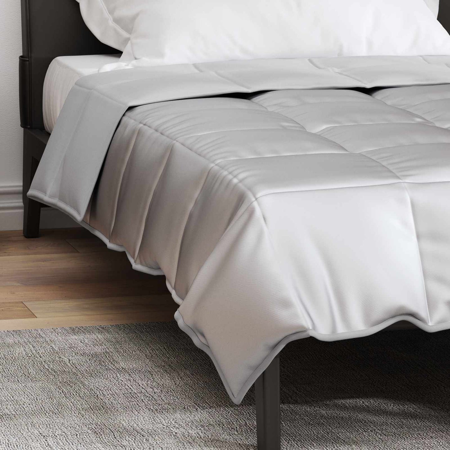Full Year Duvet Silver 135 x 220 cm Satin and Microfiber