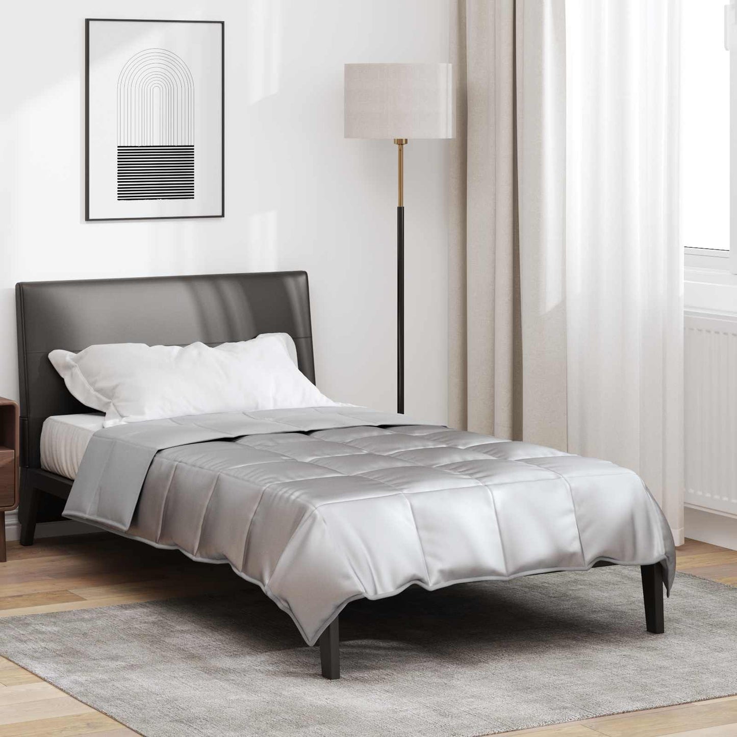 Full Year Duvet Silver 135 x 220 cm Satin and Microfiber
