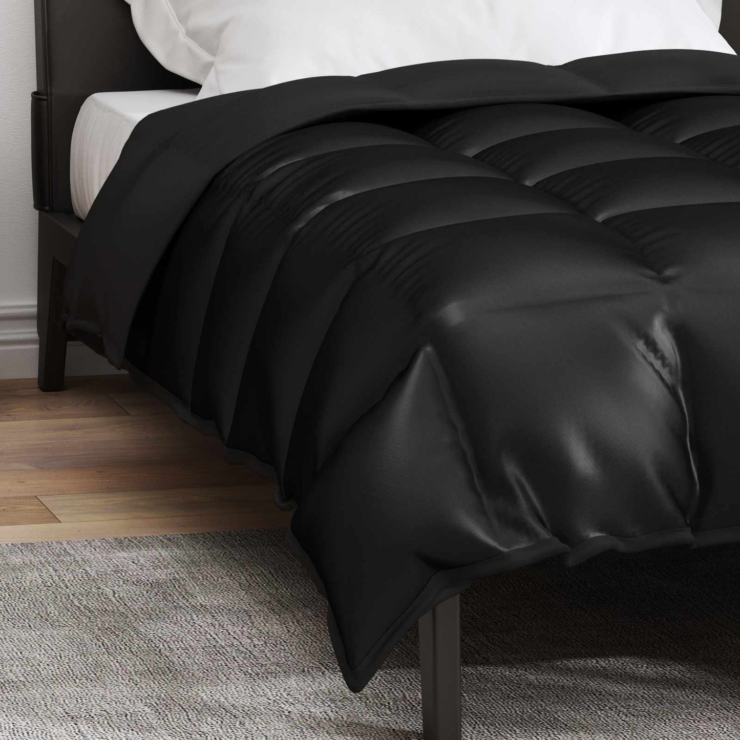Winter Duvet Black 155 x 220 cm Satin and Microfiber