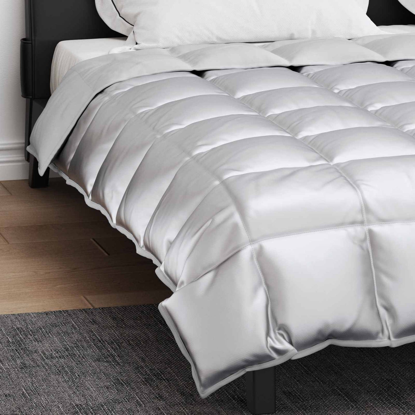 Winter Duvet Silver 200 x 200 cm Satin and Microfiber